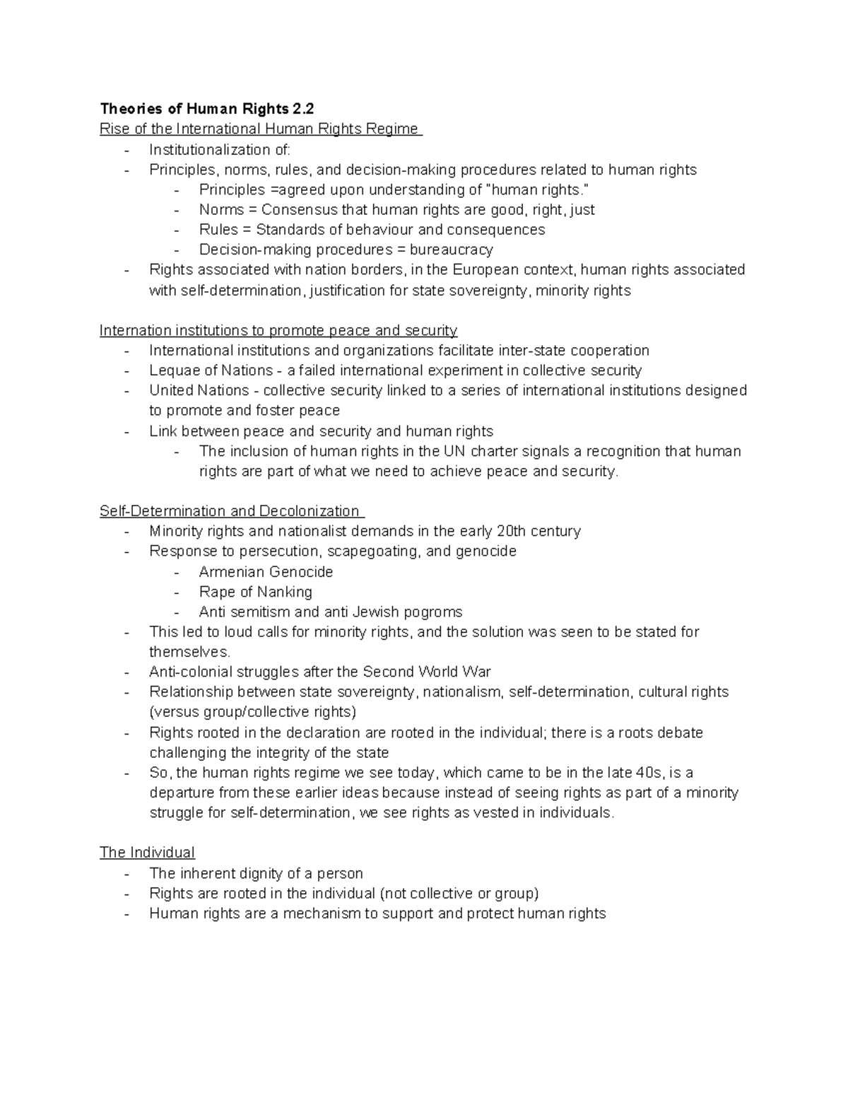 International human rights regime: Theories and historical context (L4 ...