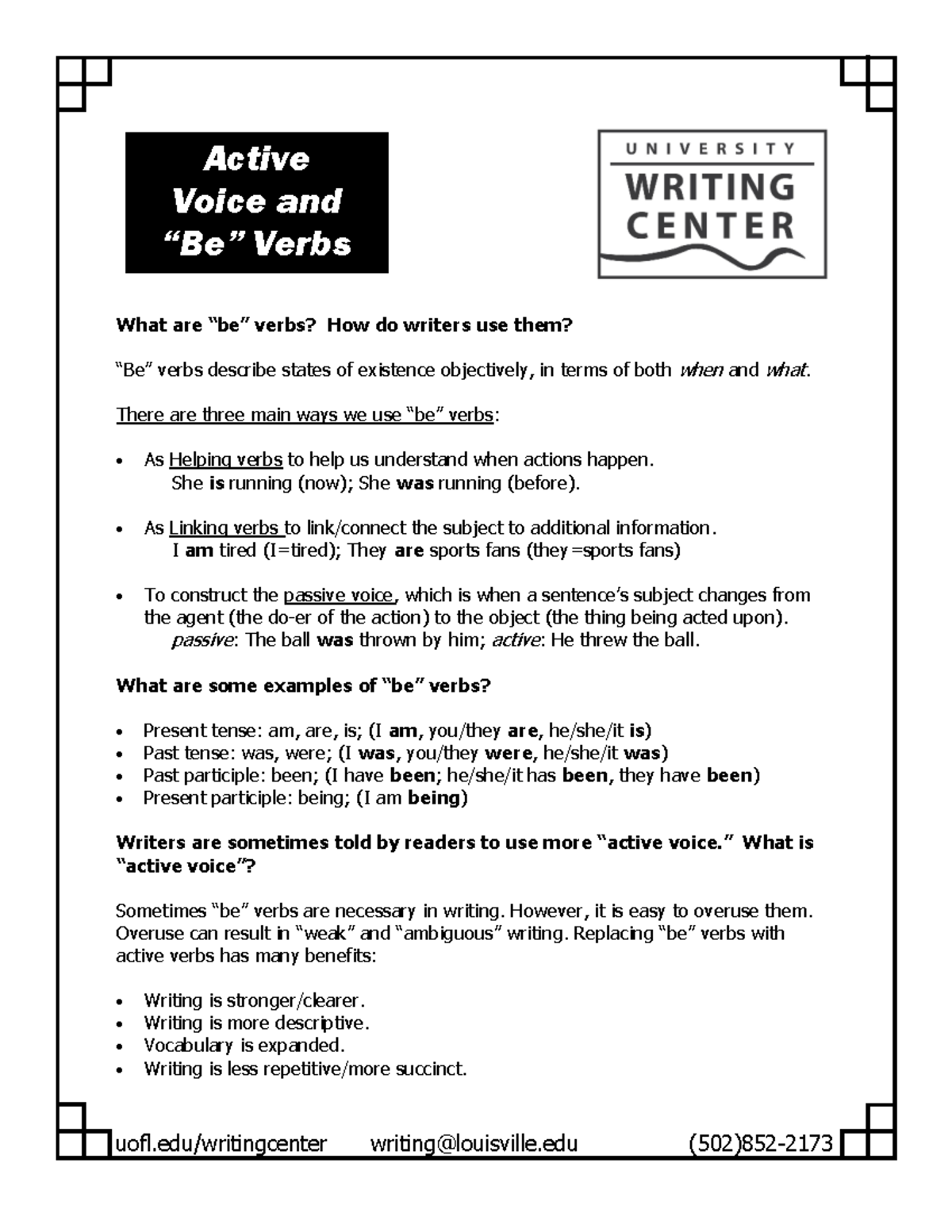 Active Voice and Be Verbs: Understanding Usage and Benefits - Studocu