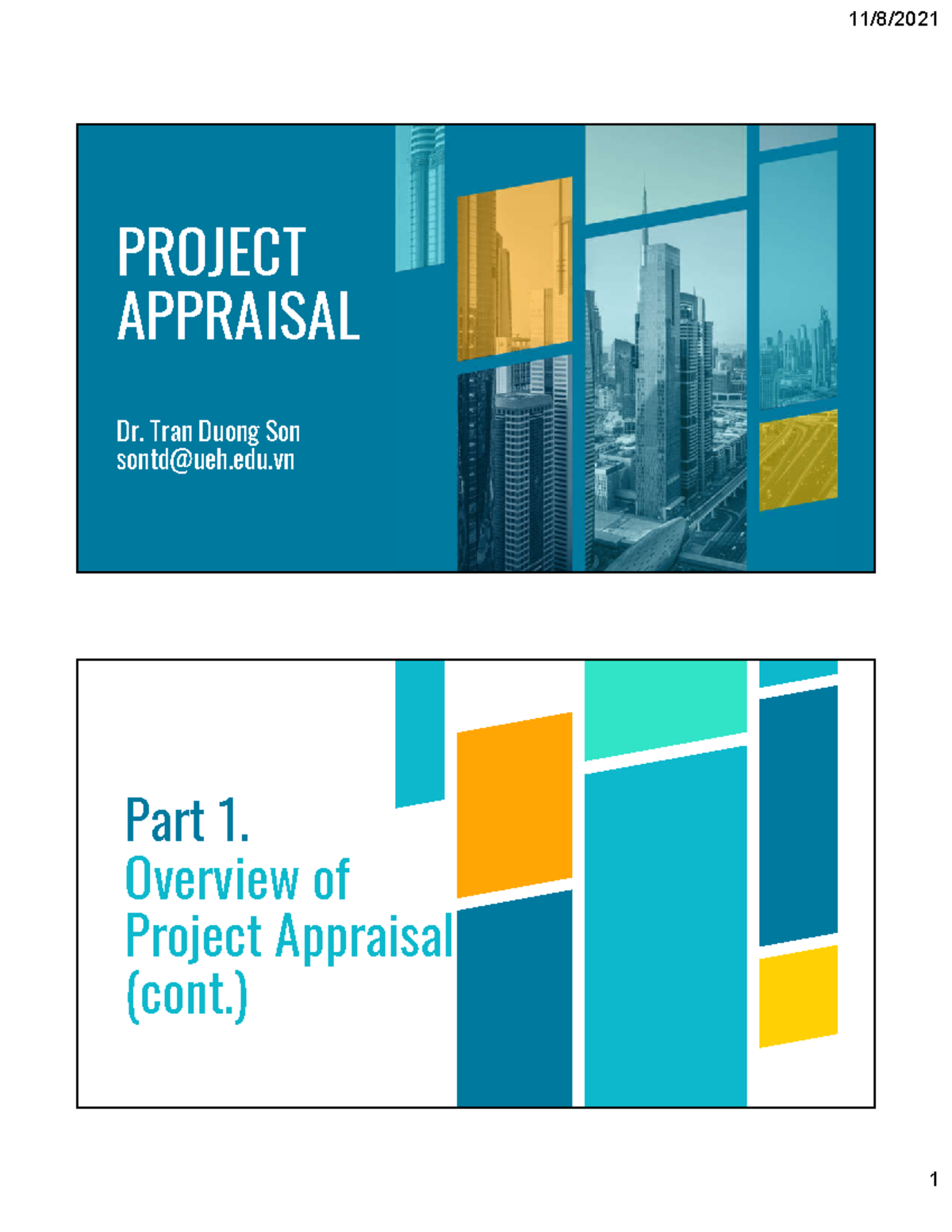 PROJECT APPRAISAL (Std-2S) - Part 1: Feasibility Analysis Overview ...