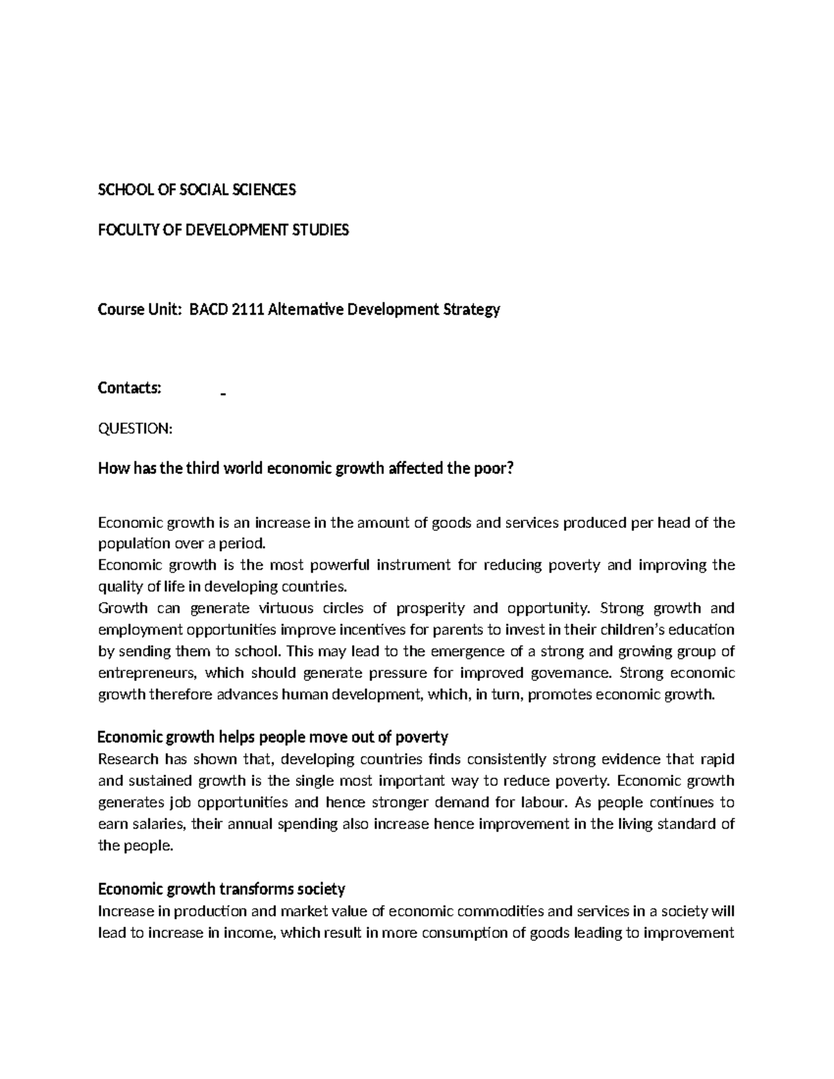 BACD Alternative Development Strategy: Impact of Economic Growth on ...