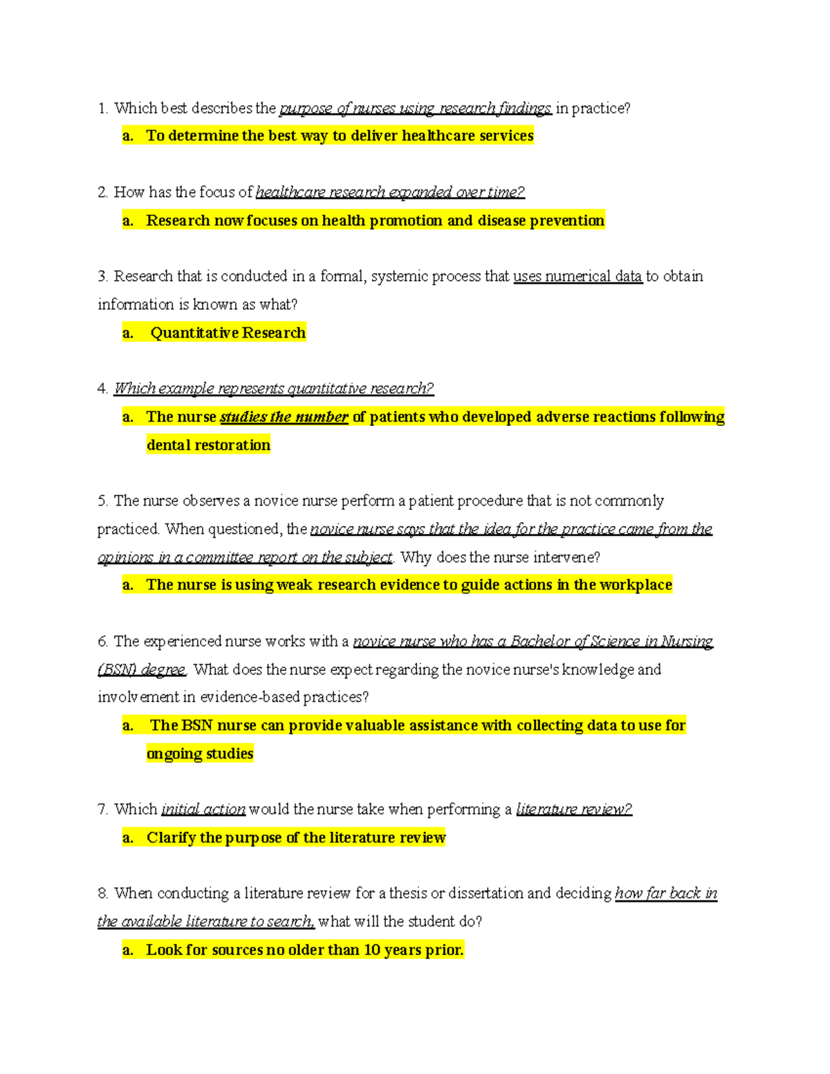 Nursing Research (NUR 101) - Final Exam Review Notes - Studocu