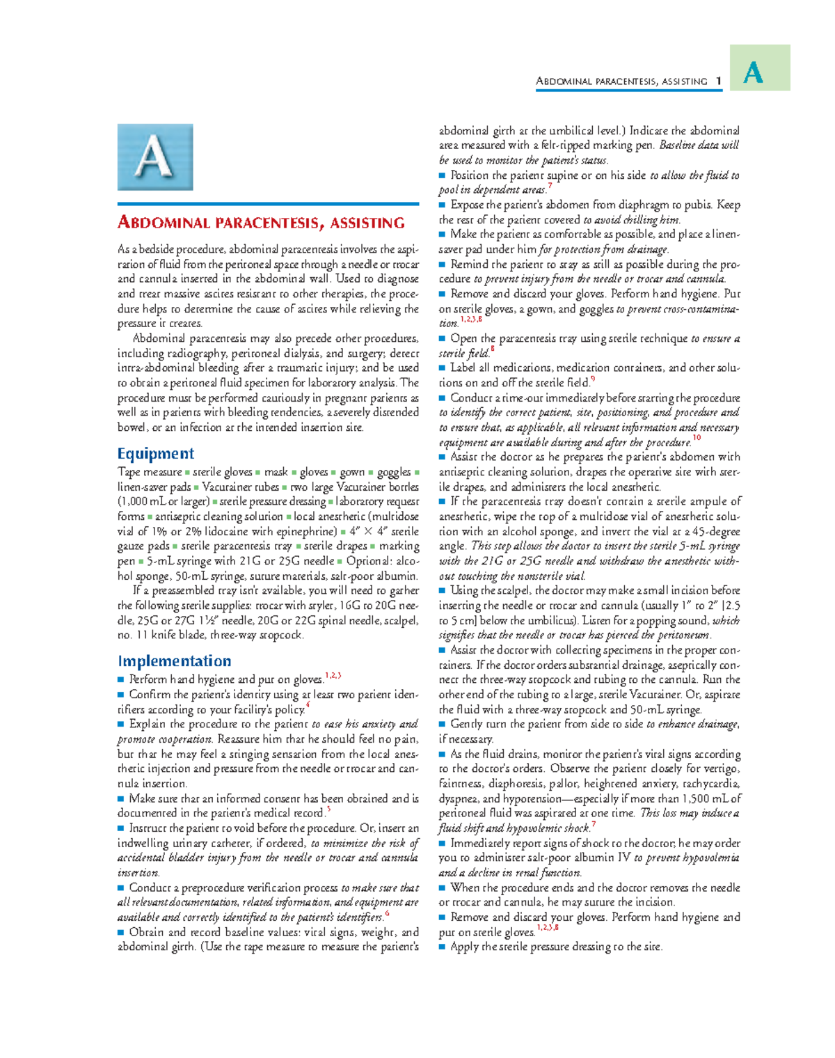 Nursing Procedures 1: Abdominal Paracentesis Assist Guidelines - Studocu