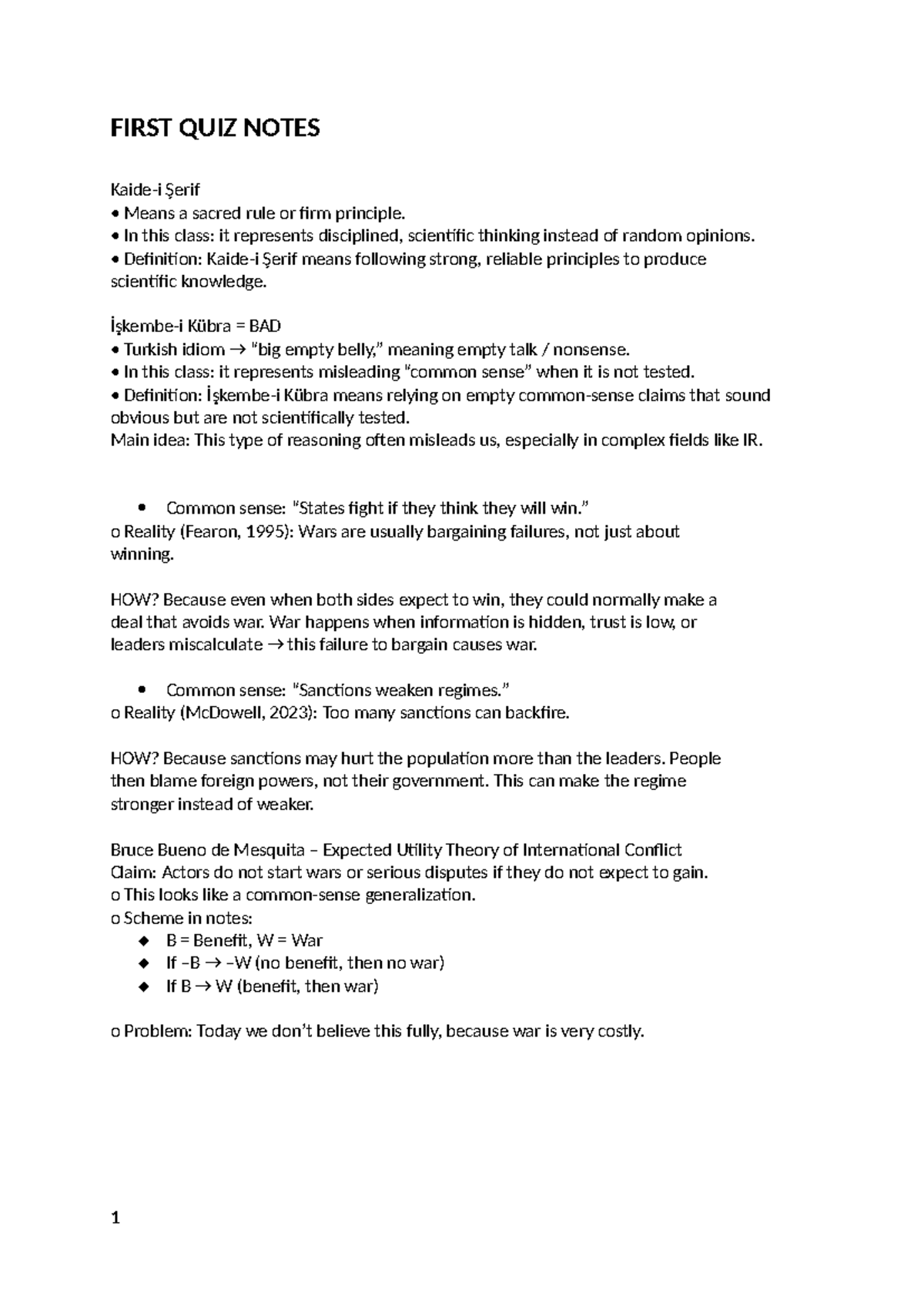 IR 227 Final Quiz Notes: Key Concepts in International Relations - Studocu