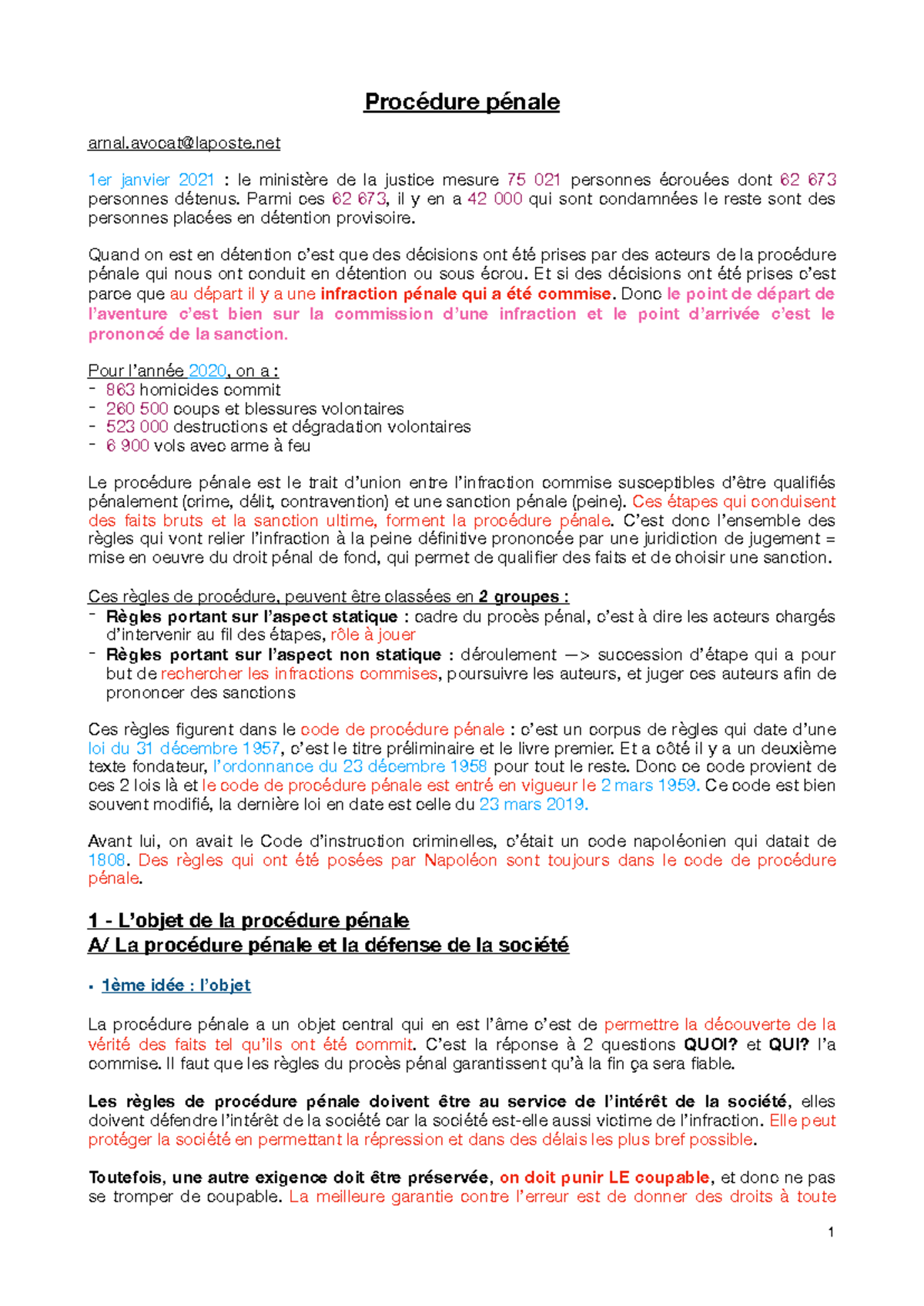 Procédure pénale - Cours complet et systèmes de justice pénale - Studocu