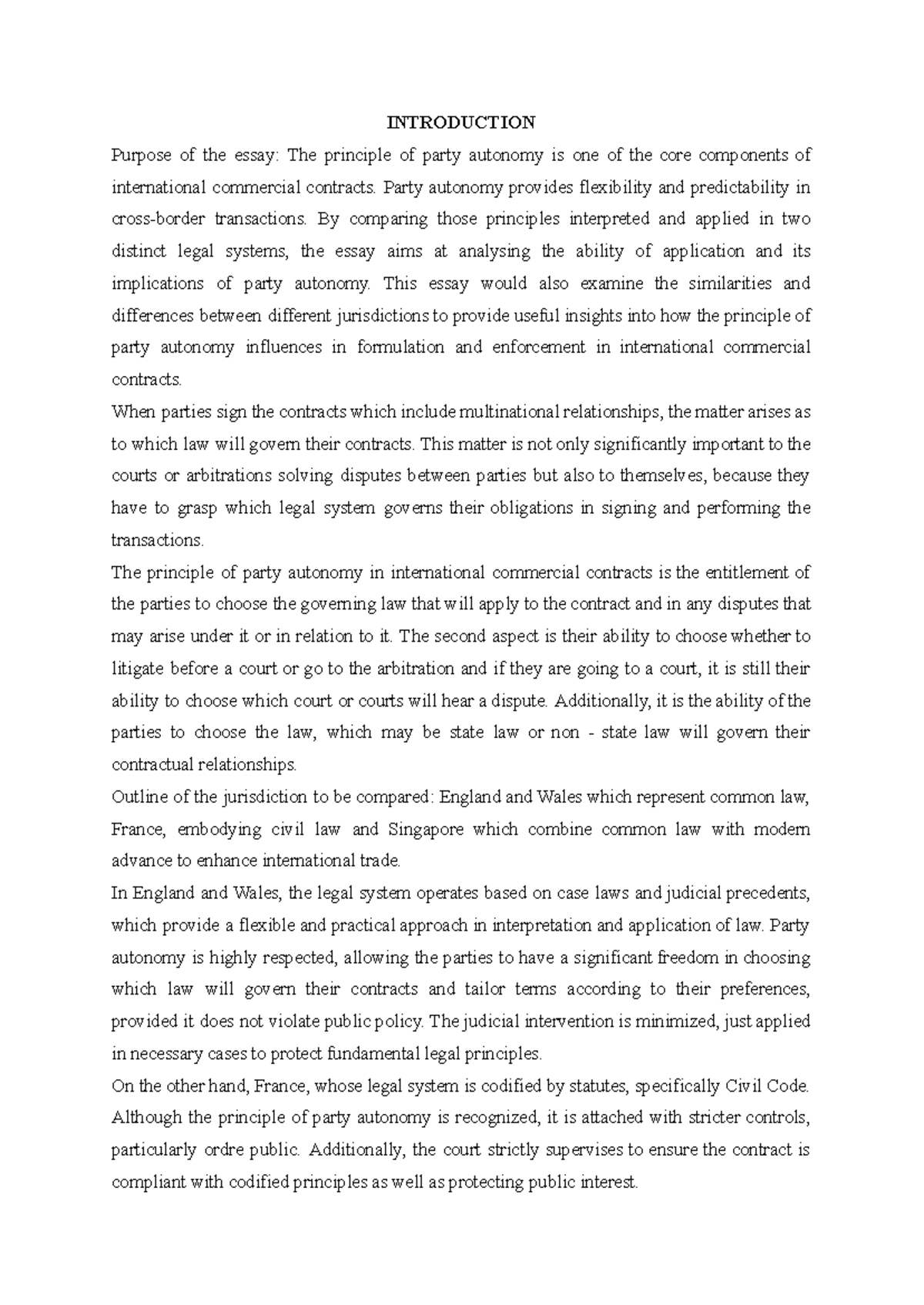 Comparative Analysis of Party Autonomy in International Contracts: LAW ...