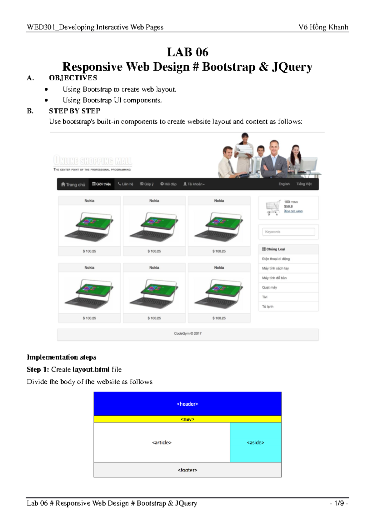 WED301 TL09 - LAB 0 6 Responsive Web Design # Bootstrap & JQuery A ...