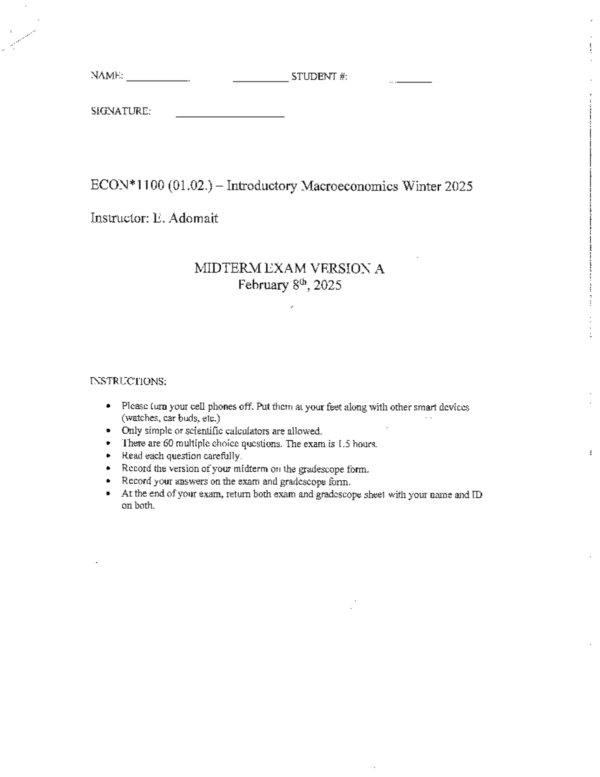 Macroeconomics 101: Winter 2025 Midterm Exam Version A - Studocu