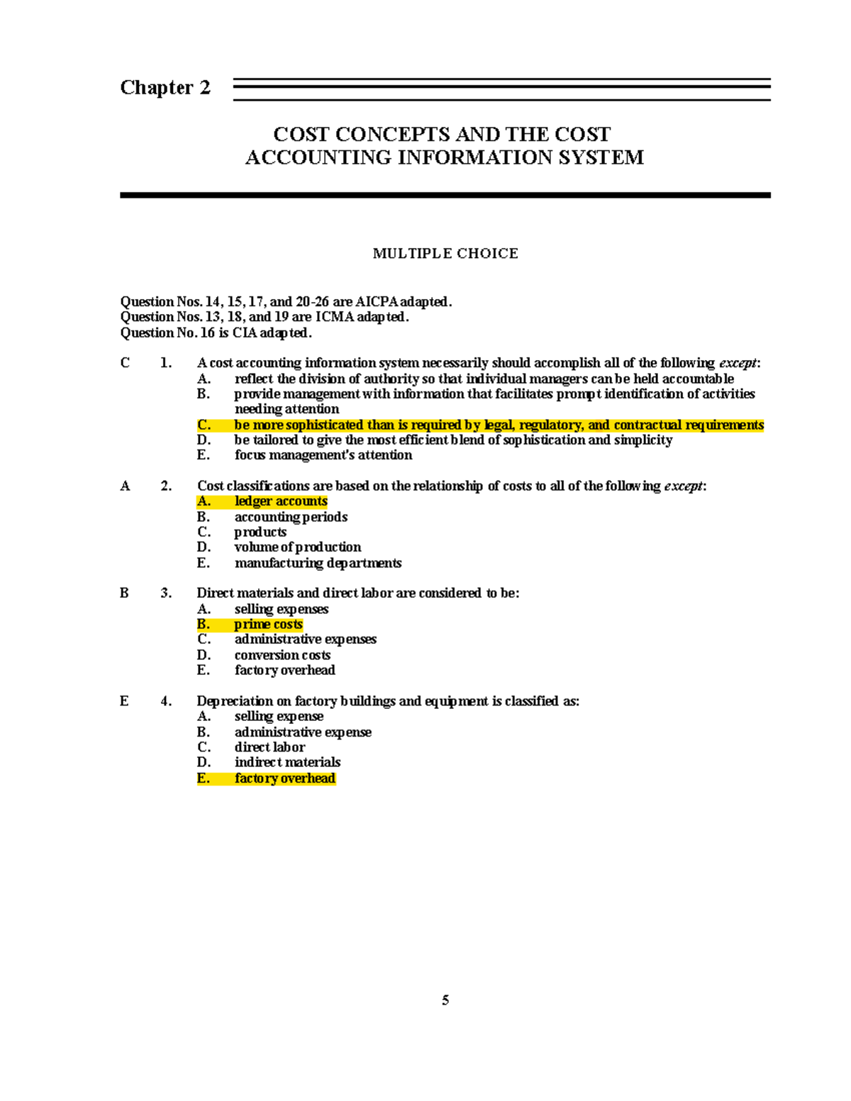 Cost Concepts & Cost Accounting Information Sys. - MC 1 Analysis - Studocu
