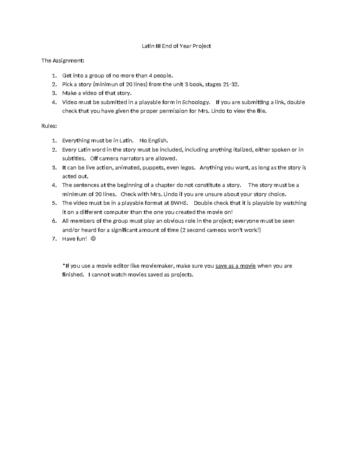 Latin III End of Year Project Guidelines and Requirements - Studocu