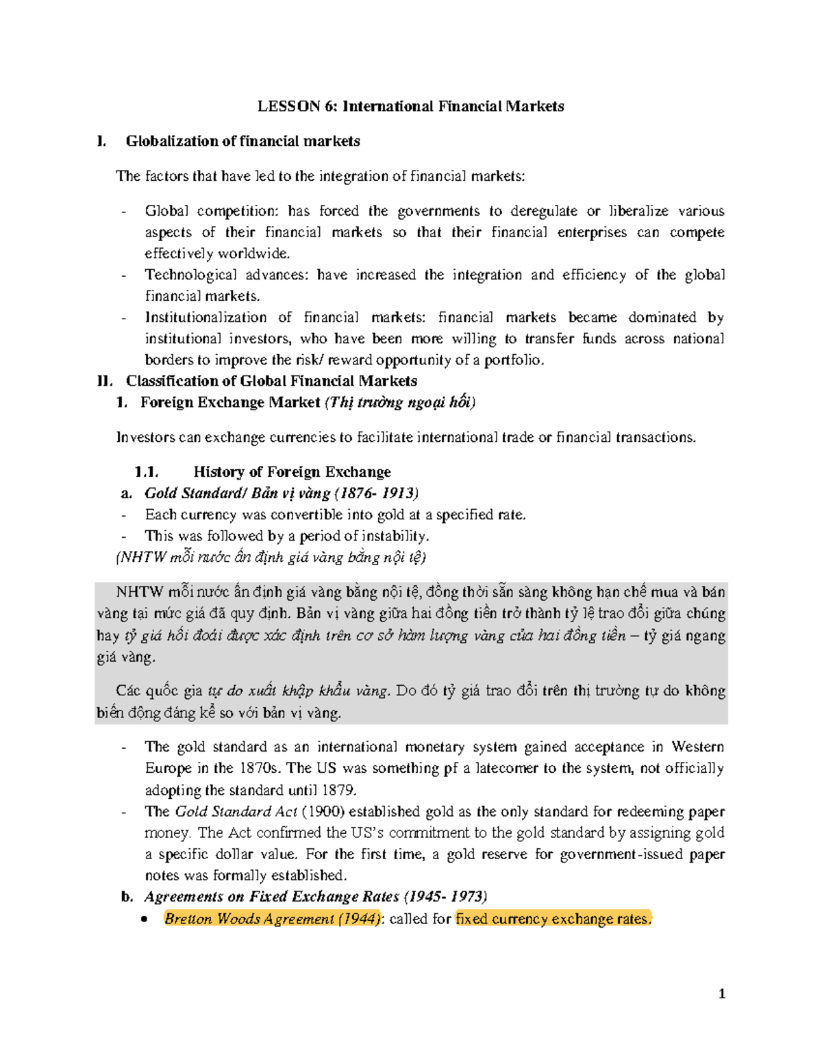 Chapter 3 - International Financial Markets Overview and Concepts - Studocu