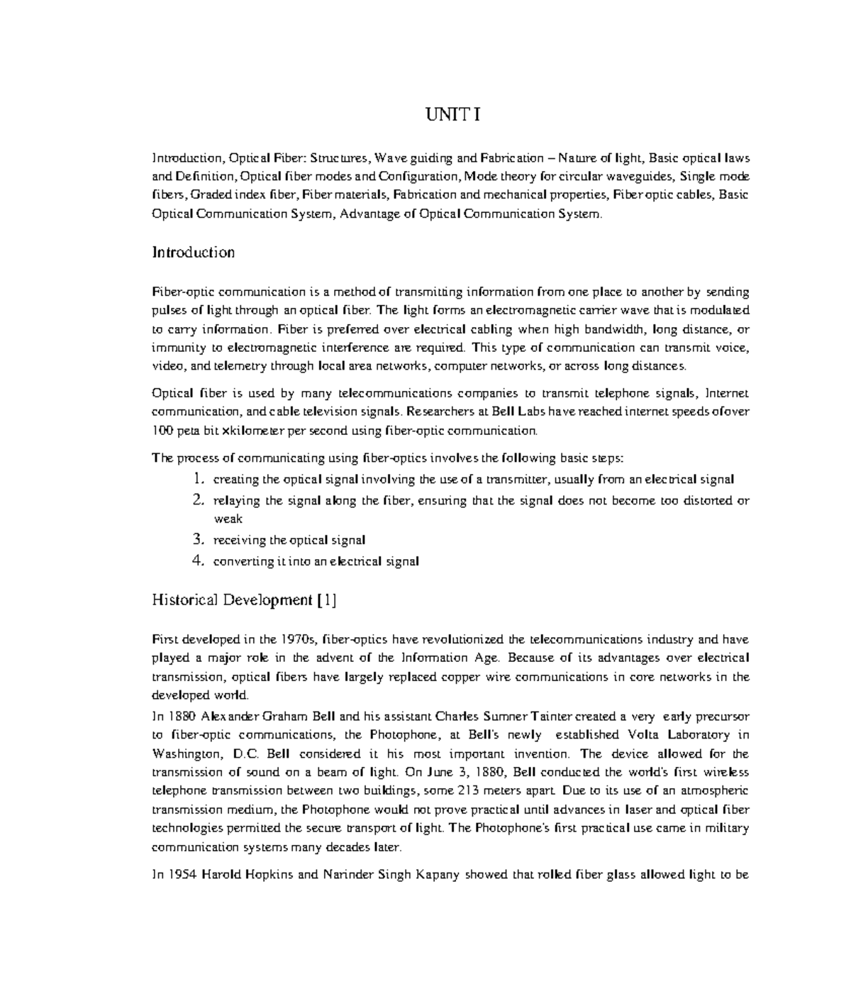 OPOC 101: Optical Fiber Communication and Basic Principles Notes - Studocu