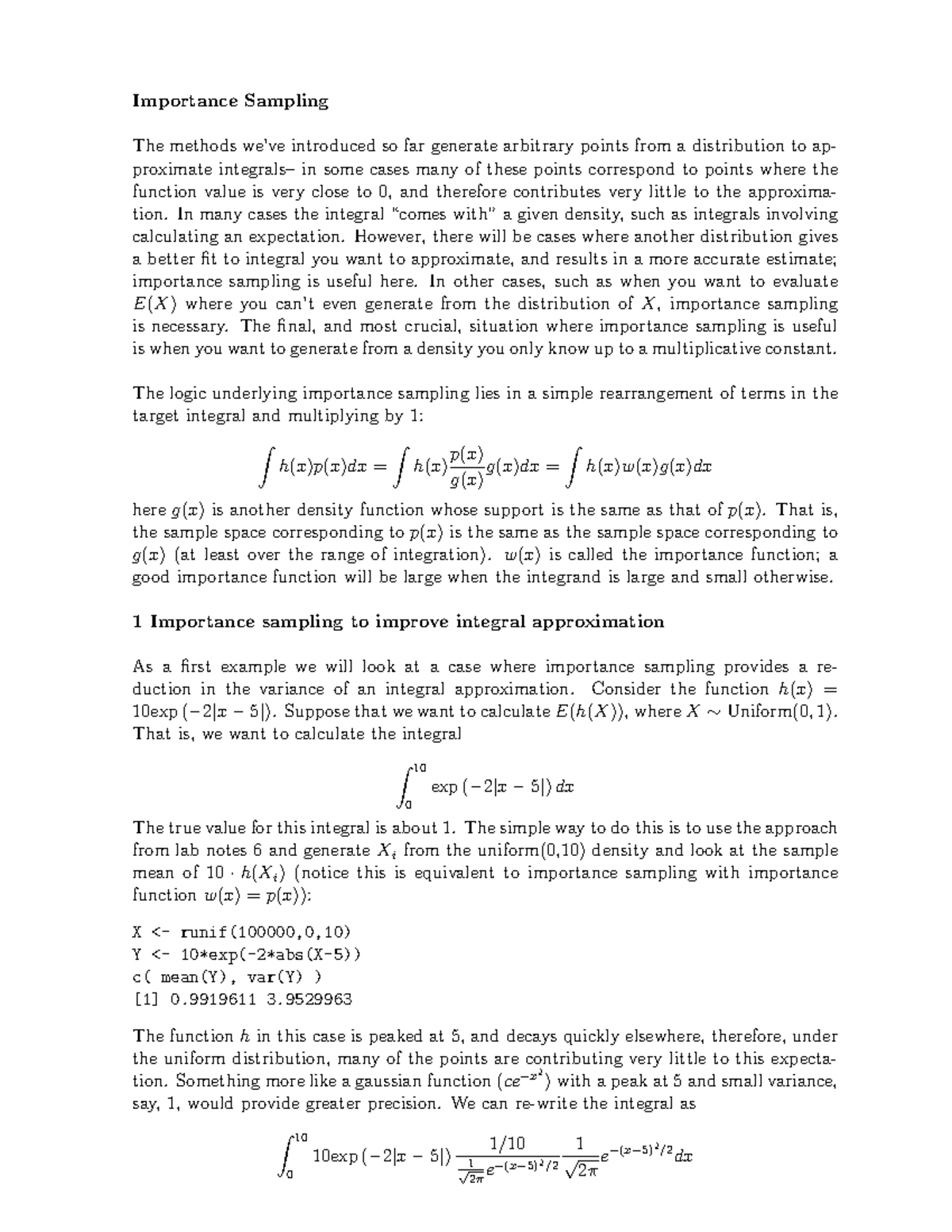 Importance Sampling Techniques for Integral Approximation - Studocu