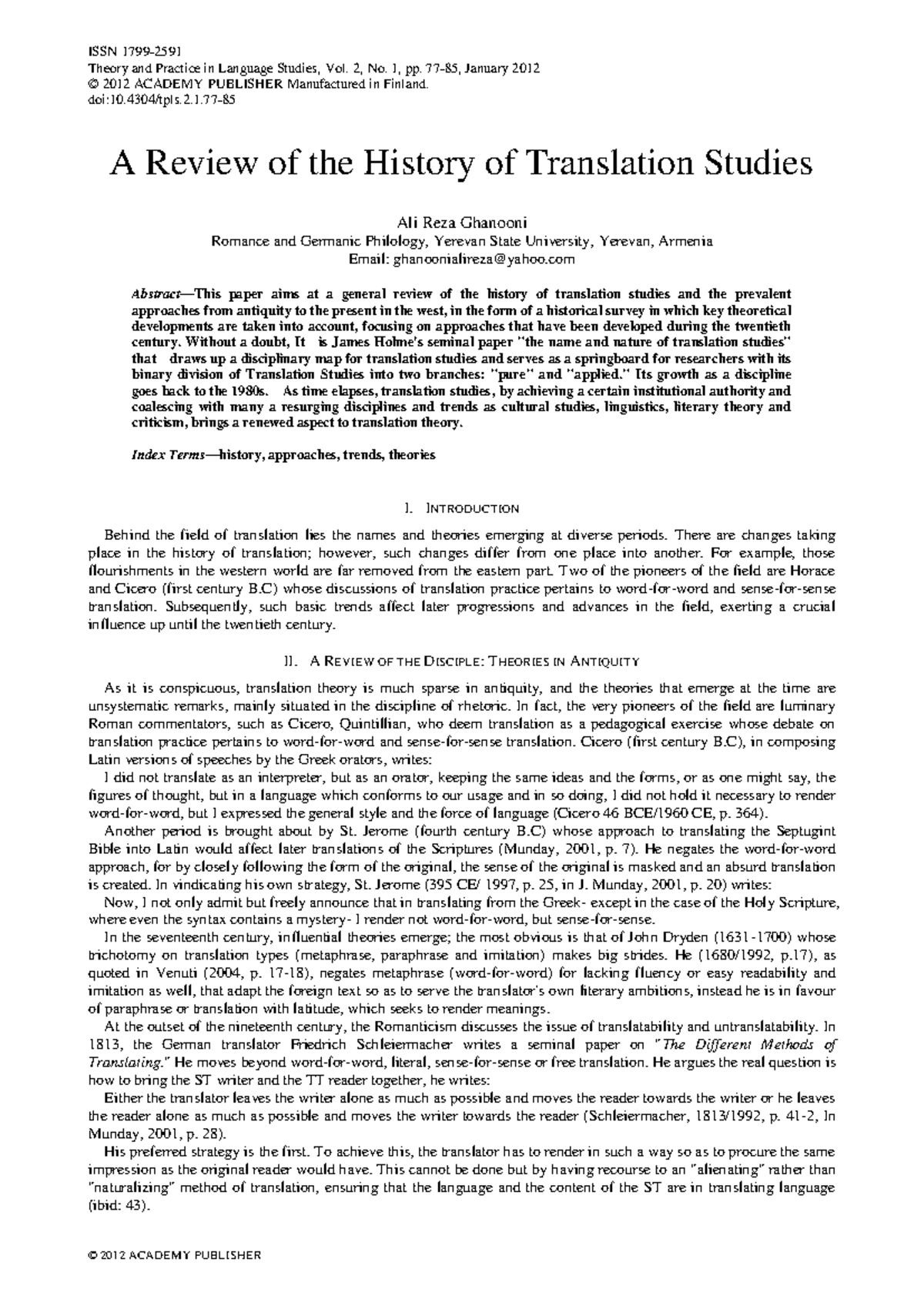 A Review of the History of Translation Studies: Key Theories and Trends ...