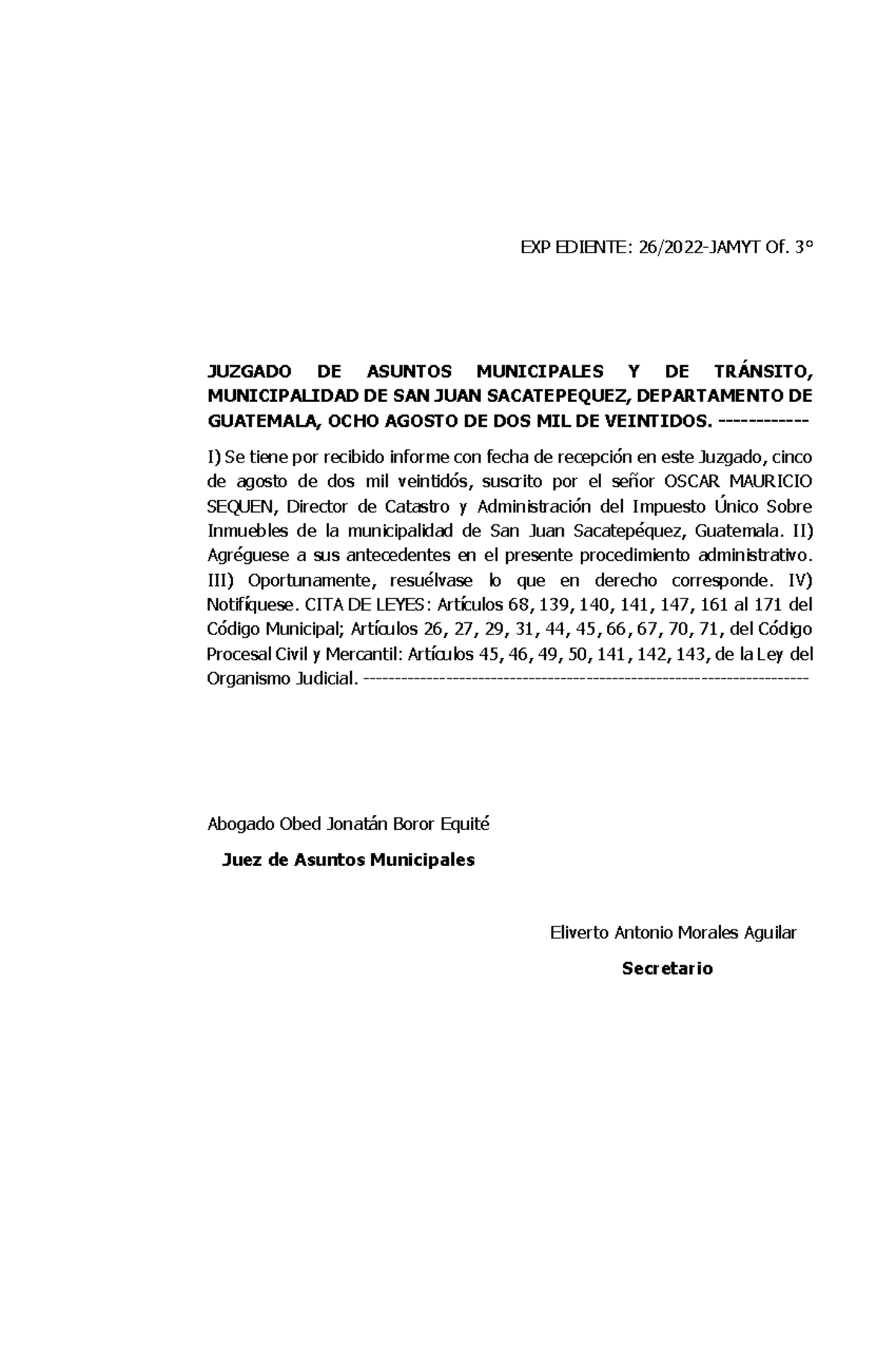 Resolución de Trámite en la Vía Administrativa - EXP 2022 - Document Preview