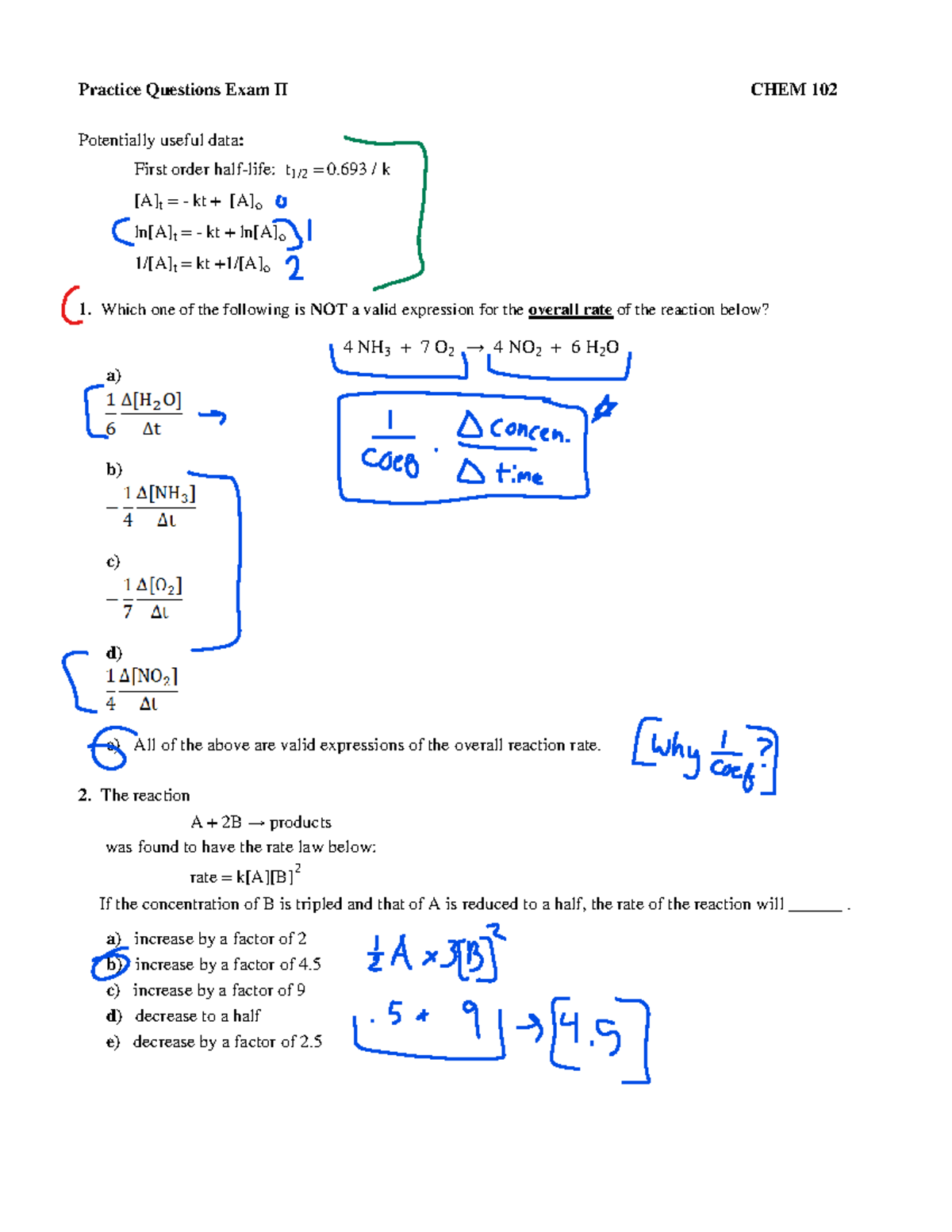 16655155 - Chem - Practice Questions Exam II CHEM 102 Potentially ...