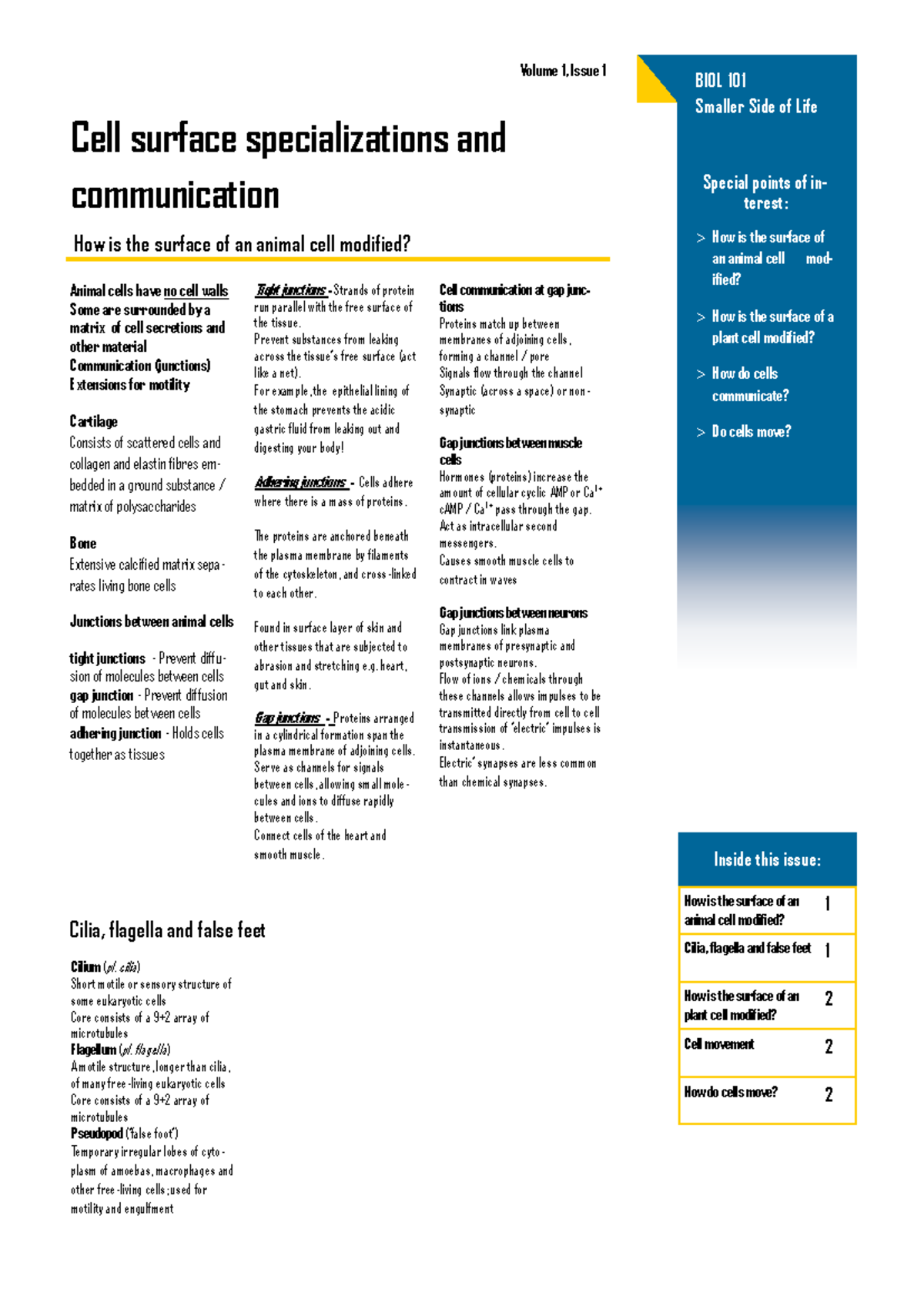 BIOL 101 Final Exam: Cell Surface Modifications & Communication - Studocu