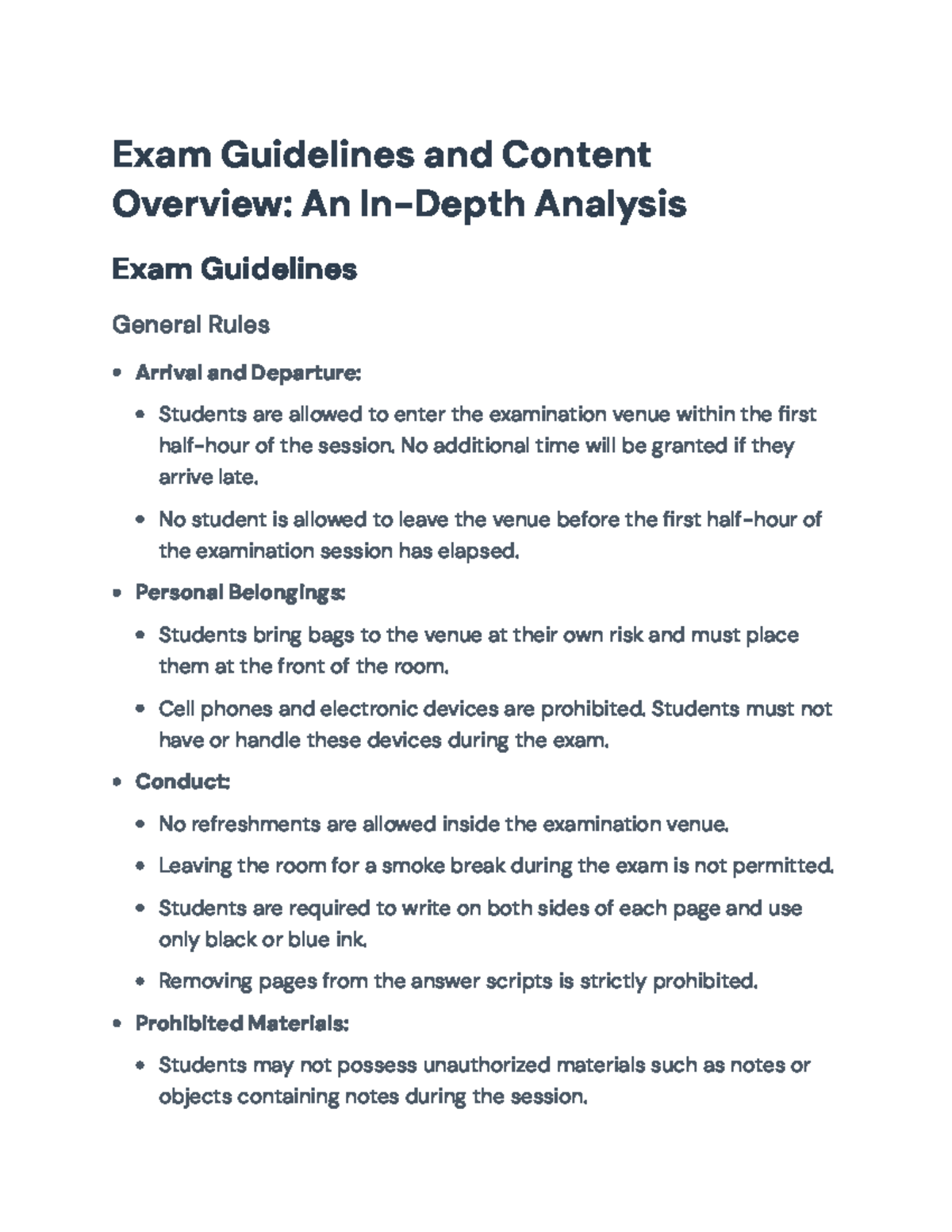 Exam Guidelines and Content for Public Administration Course - Exam ...