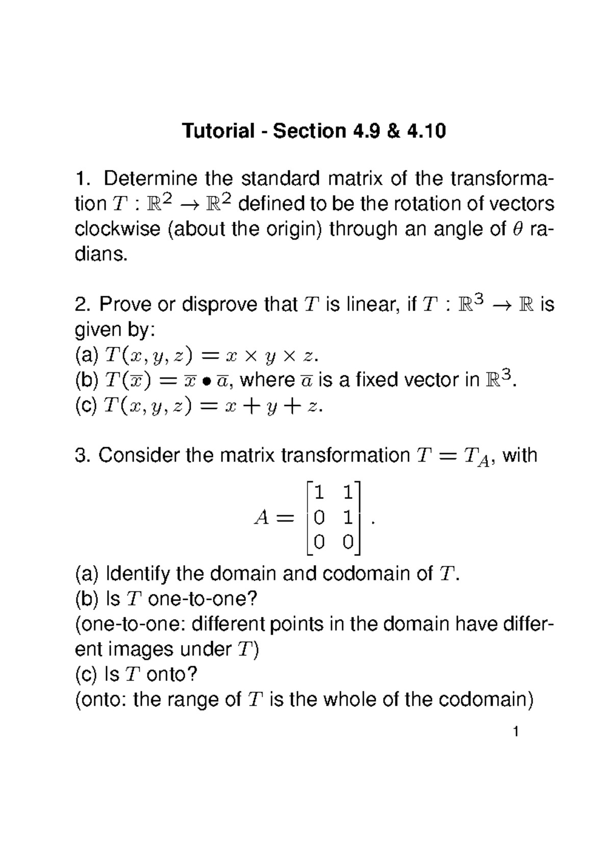 Tutorial 4.9 & 4.10: Matrix Transformations & Linear Analysis - Studocu