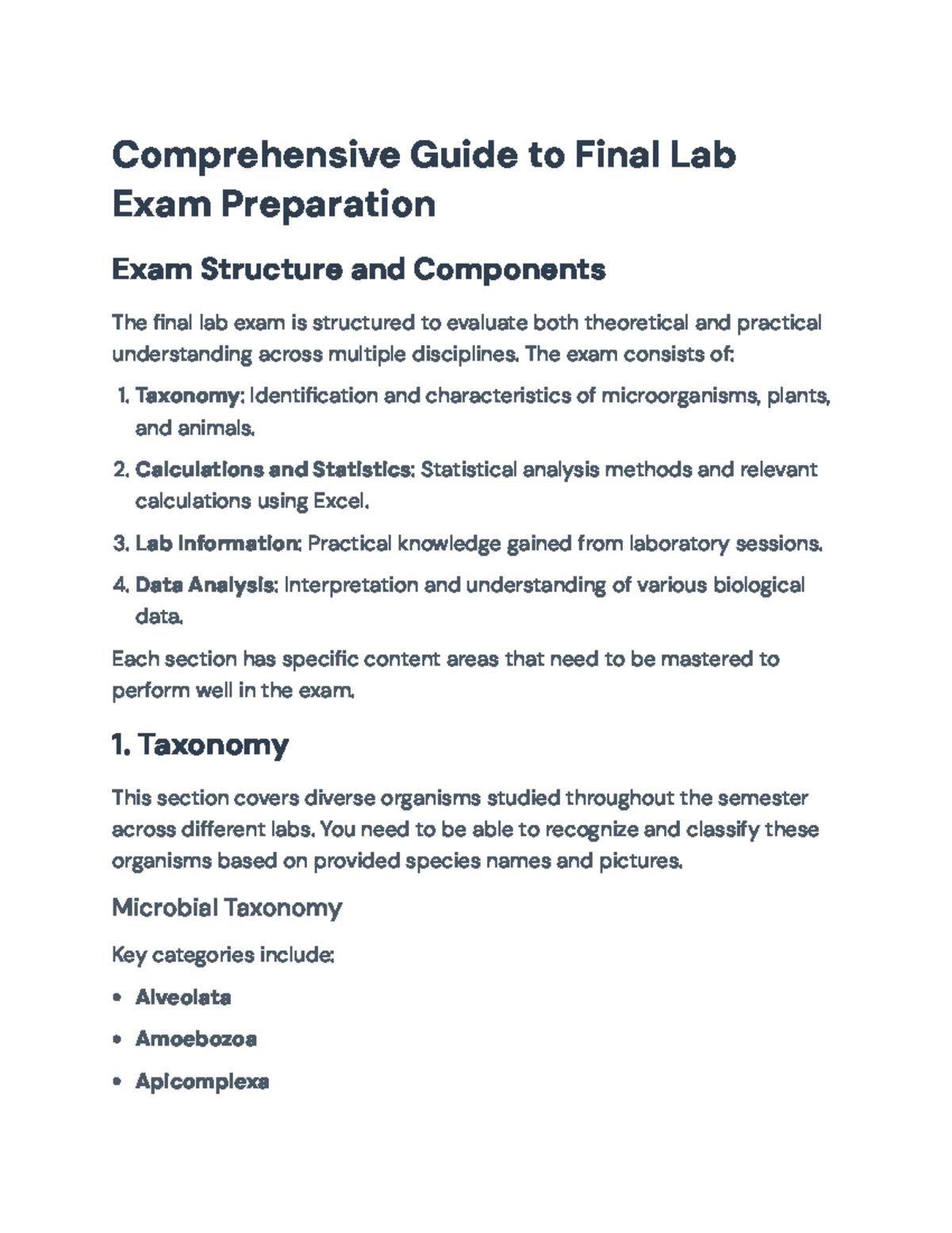 Final Exam Study Guide for Lab Exam (BIO101) - Topics & Tips ...