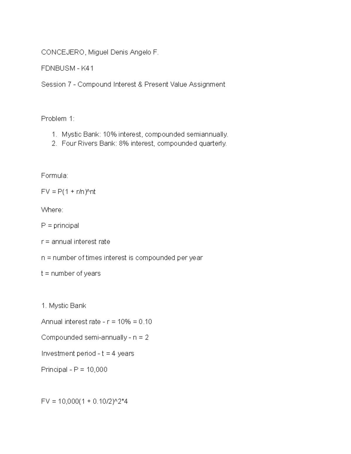 FDNBUSM-K Session 7: Compound Interest & Present Value Assignment - Studocu