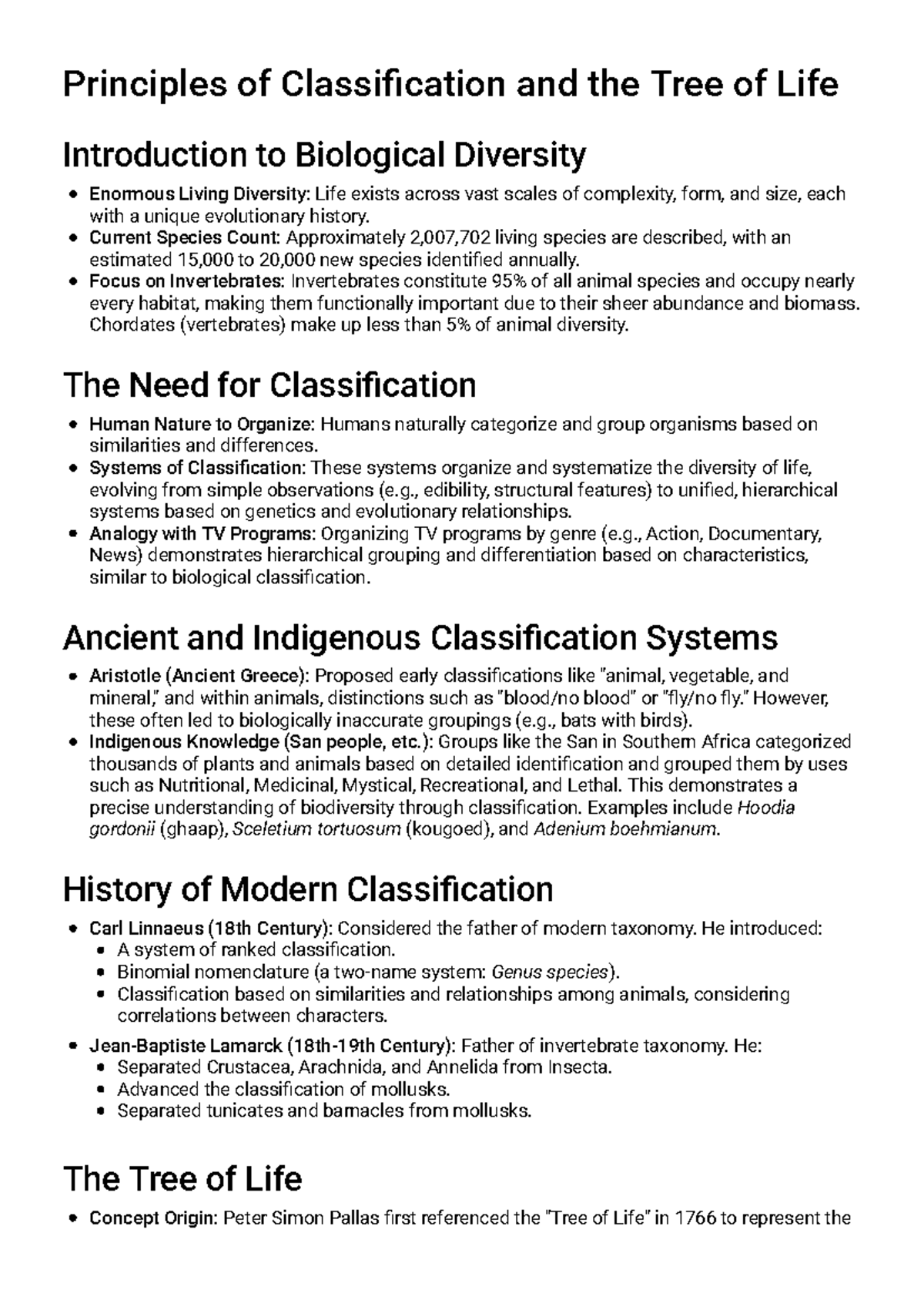 BIOL 101: Principles of Classification and the Tree of Life Study Guide ...