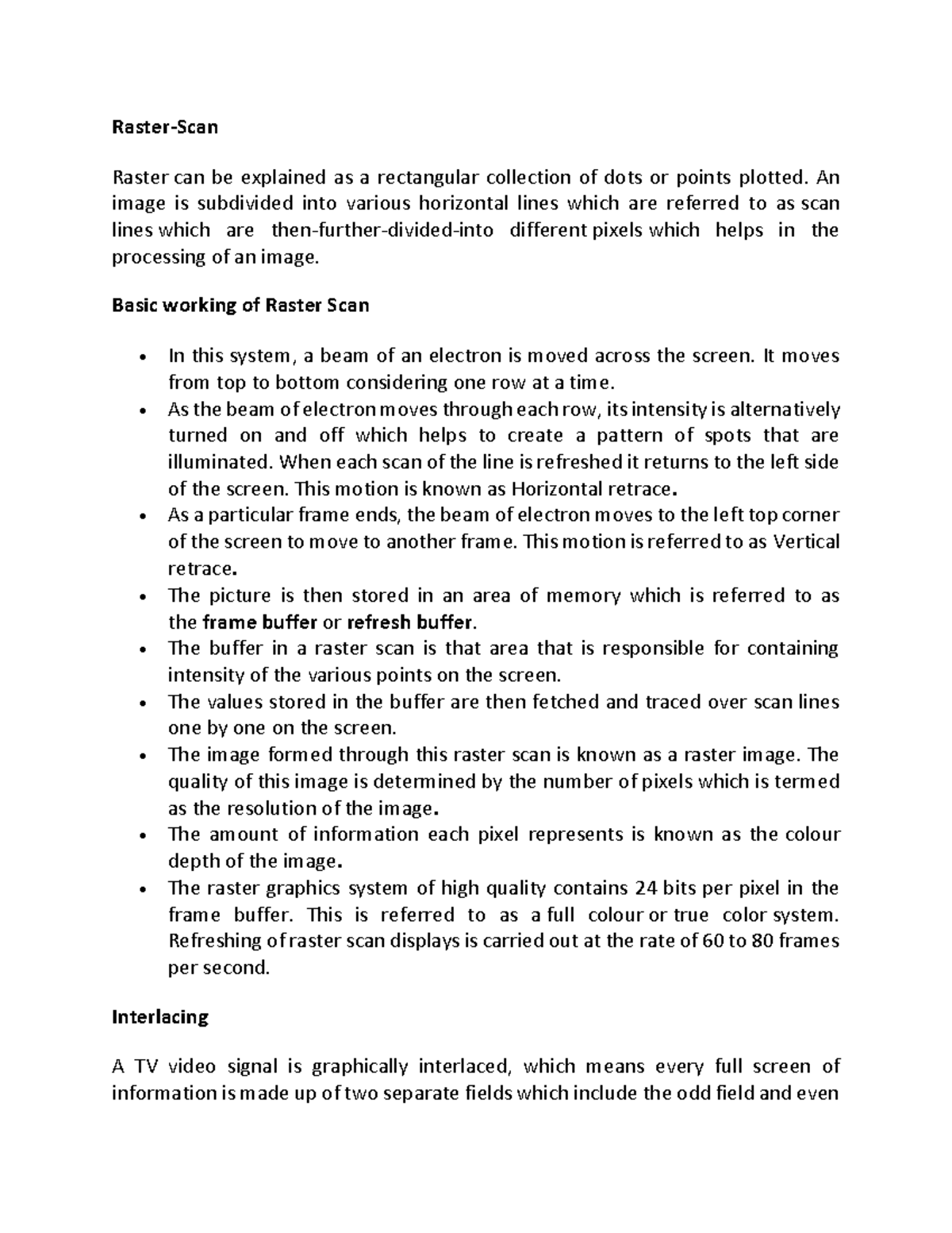 Raster scan and random scan - Raster-Scan Raster can be explained as a ...