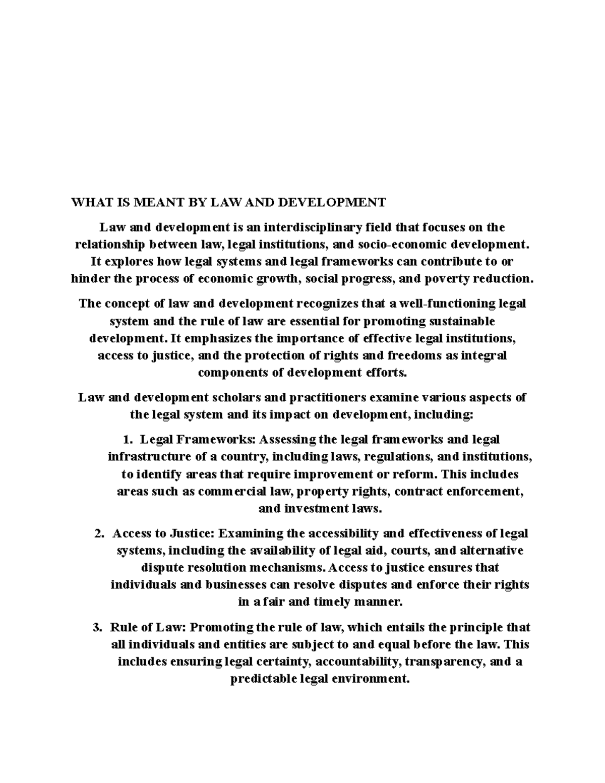 LAW AND DEVELOPMENT: An Interdisciplinary Approach to Socio-Economic ...