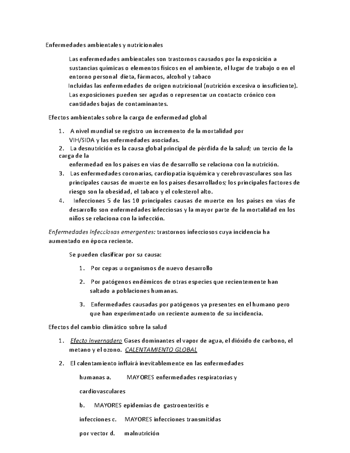 Enfermedades Ambientales y Nutricionales: Efectos en la Salud Pública - Document Preview