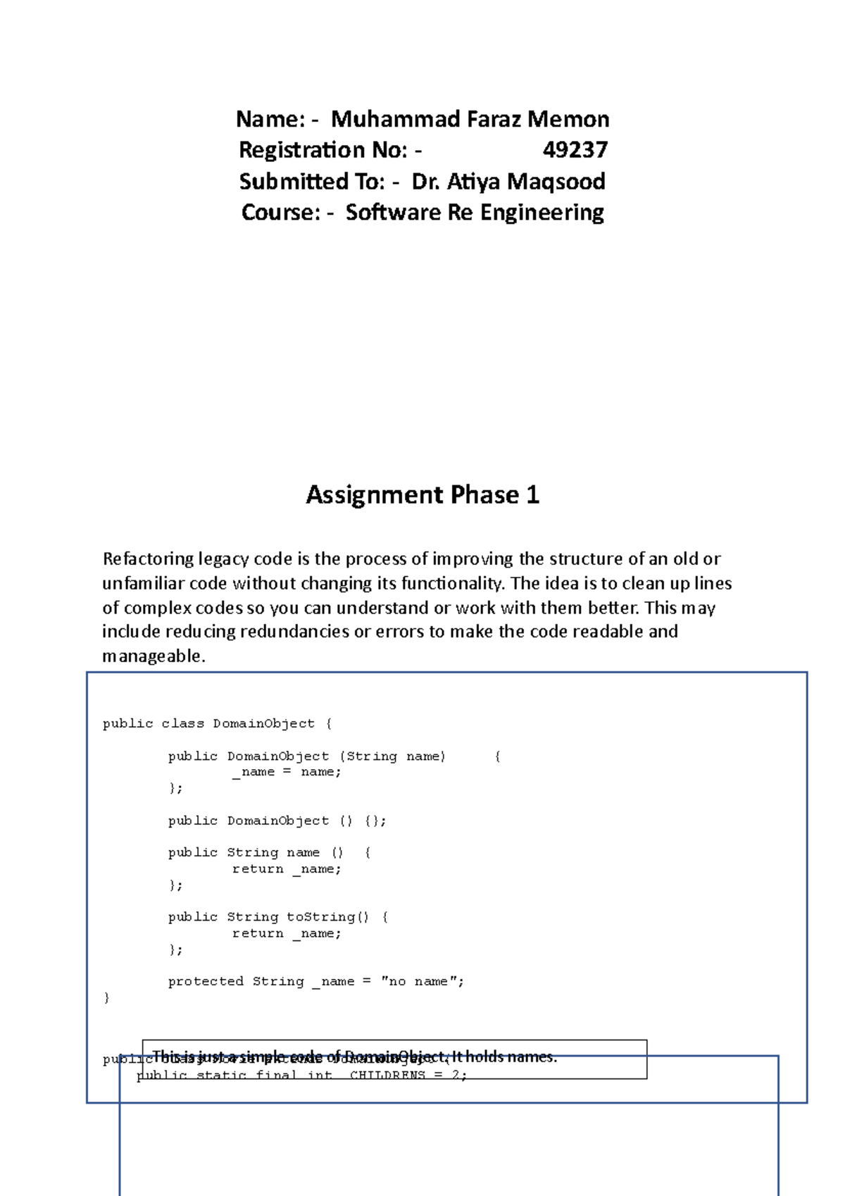 Phase 1 - Software Re Engineering Project: Code Refactoring Insights ...
