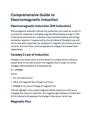Electromagnetic Induction - Study Notes & Assignments - Studocu