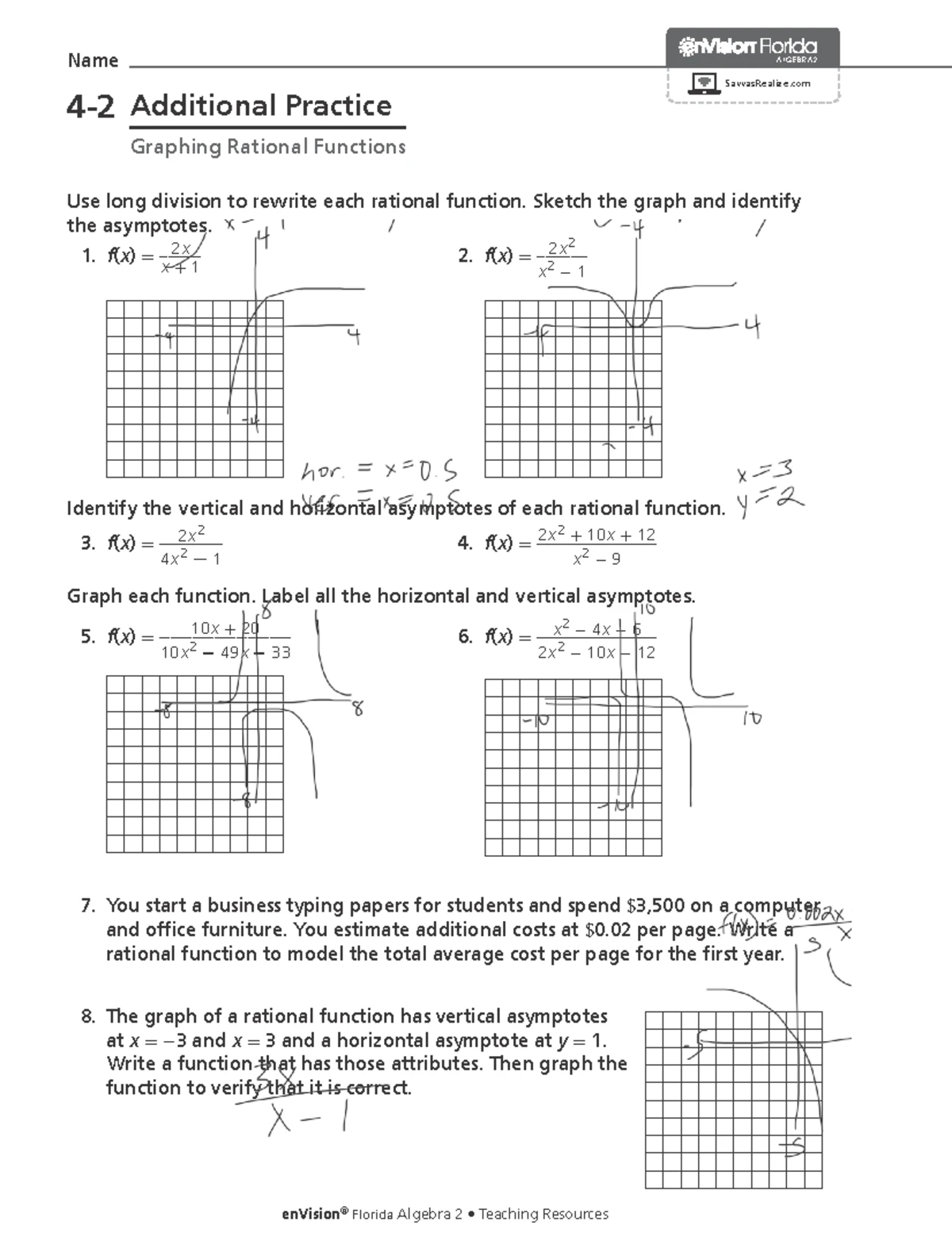 7-1 Additional Practice | Trigonometric Functions & Acute Angles - Studocu