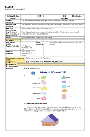 Grade-6-DLL Mapeh - Daily Lesson Log School Grade Grade 6 Teacher ...