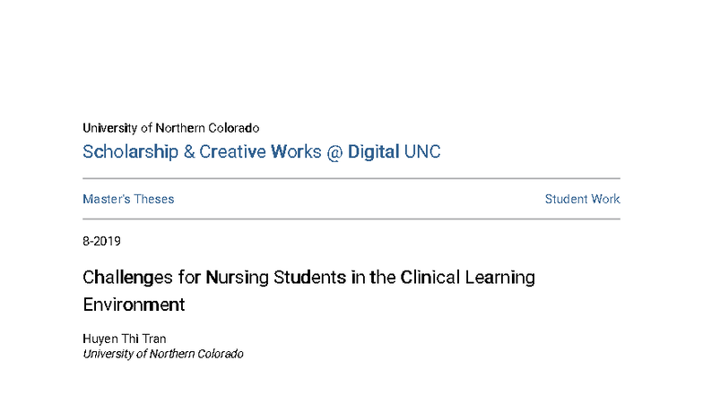 Challenges for Nursing Students in Clinical Learning Environment (NURS ...