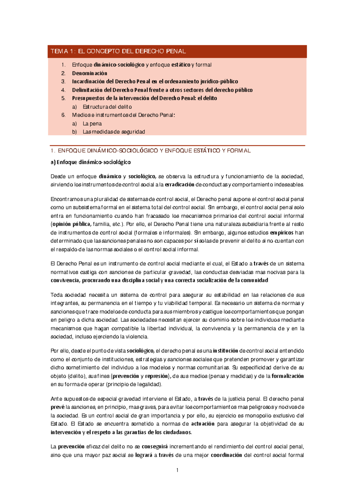 TEM A 1: CONCEPTO DEL DERECHO PENAL - ENFOQUES Y ESTRUCTURA - Studocu