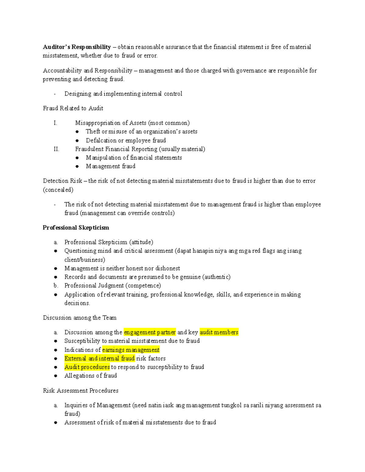 Reviewer Audit - Auditor’s Responsibility – obtain reasonable assurance ...