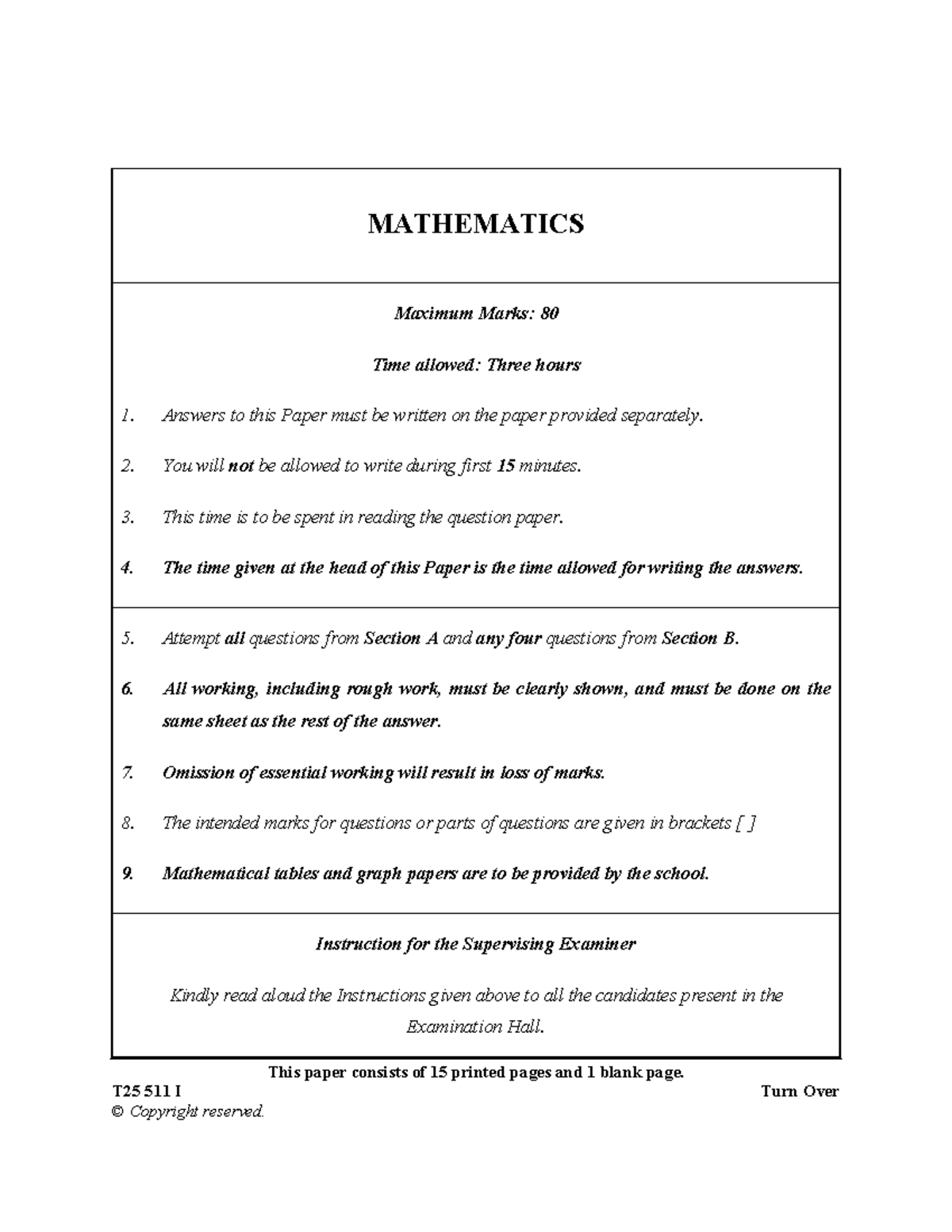 Class 10 ICSE Mathematics Improvement Paper 2025 - Exam Guidelines and ...