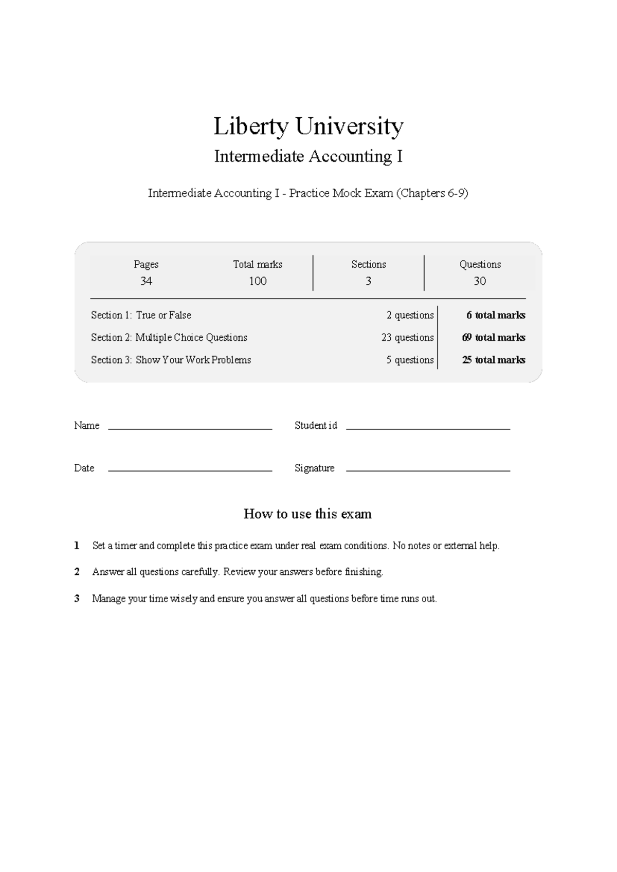 ACCT 301 Intermediate Accounting I Practice Mock Exam 2026 - Studocu