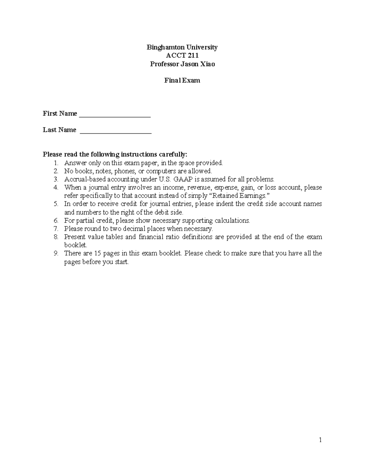 Final Exam (Practice 1) - Solutions for ACCT 211 - Studocu