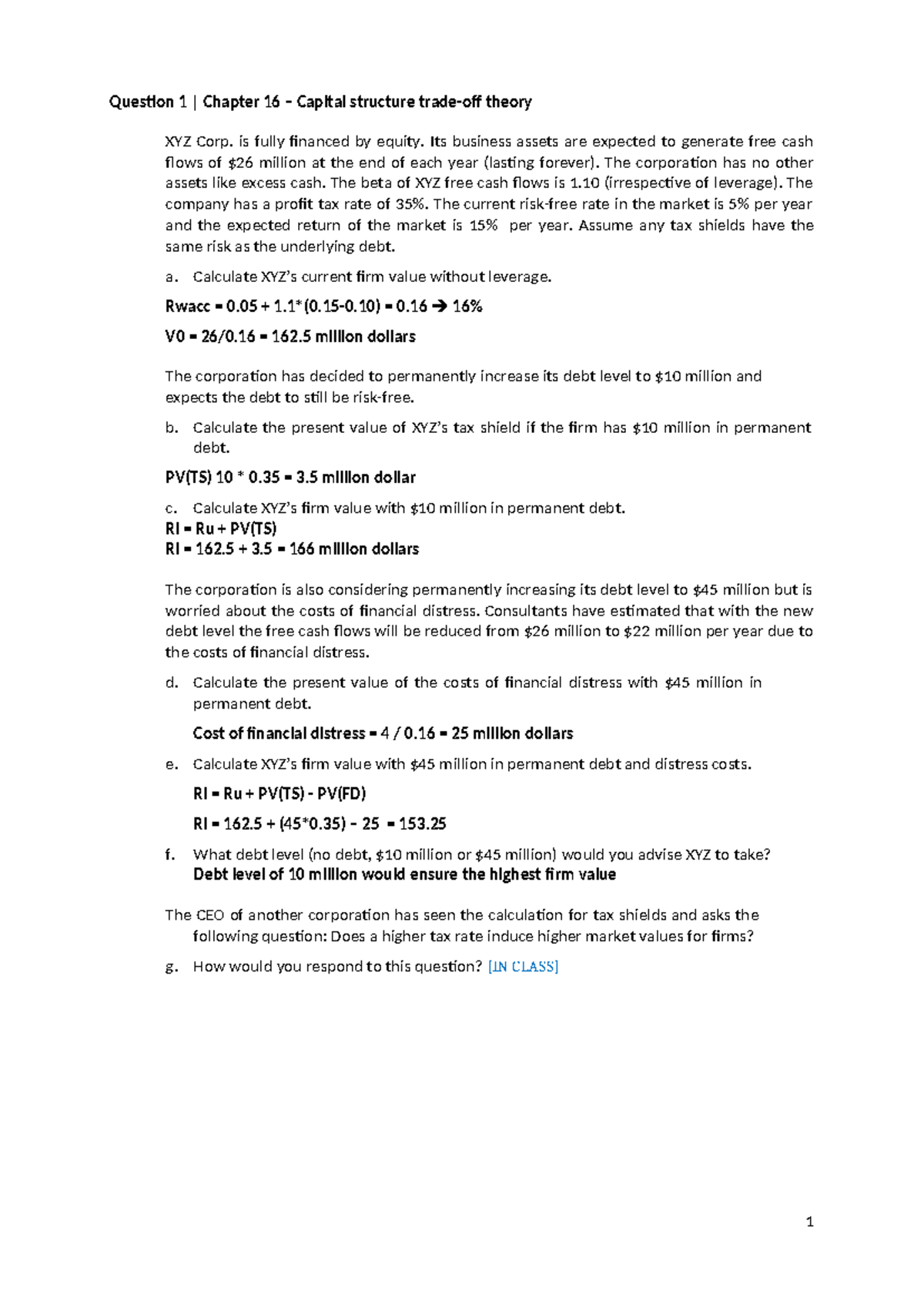 2024-02 Finance 2 - Problem Set 3: Capital Structure and Valuation ...