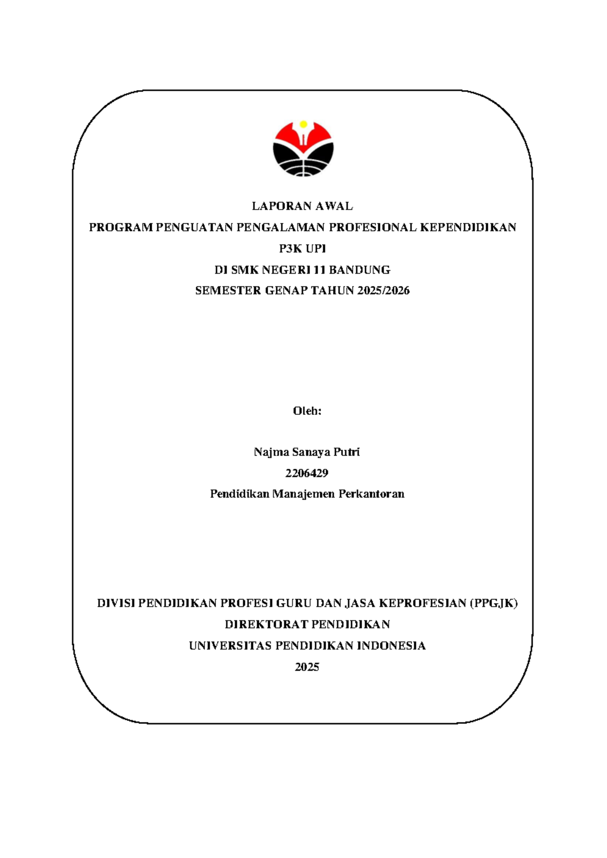 Laporan Awal P3K UPI di SMK Negeri 11 Bandung 2025 - Document Preview