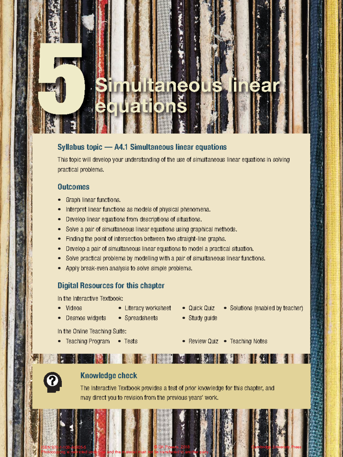 5A Simultaneous Linear Equations: Practical Applications and Graphing ...