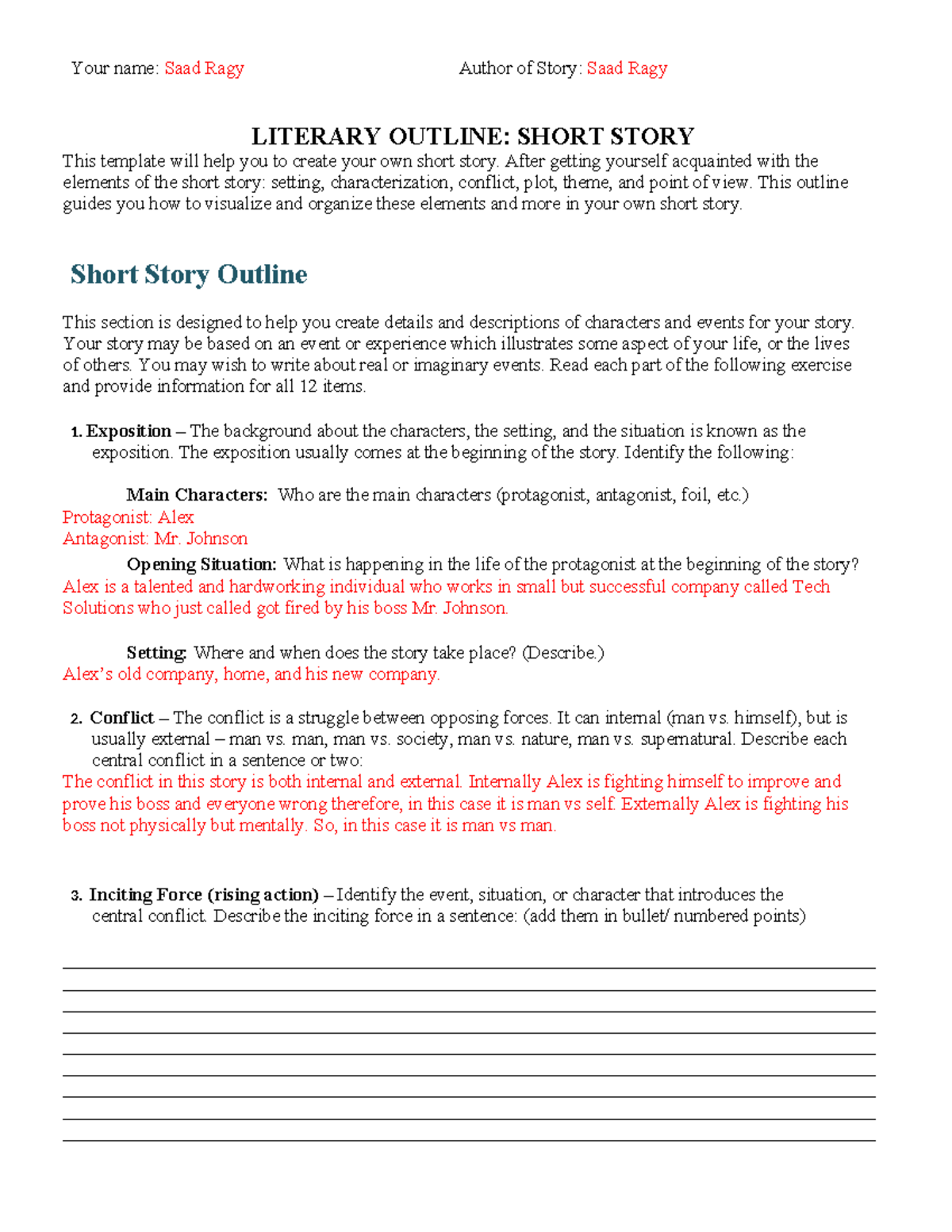 Short Outline Template