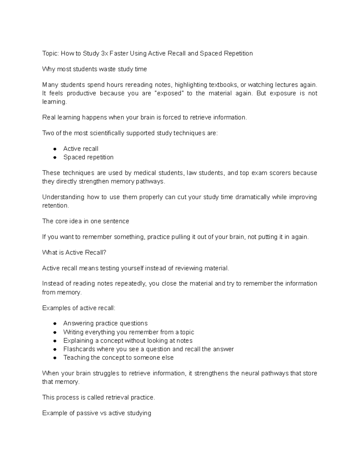 How to Study 3x Faster: Active Recall & Spaced Repetition Techniques ...