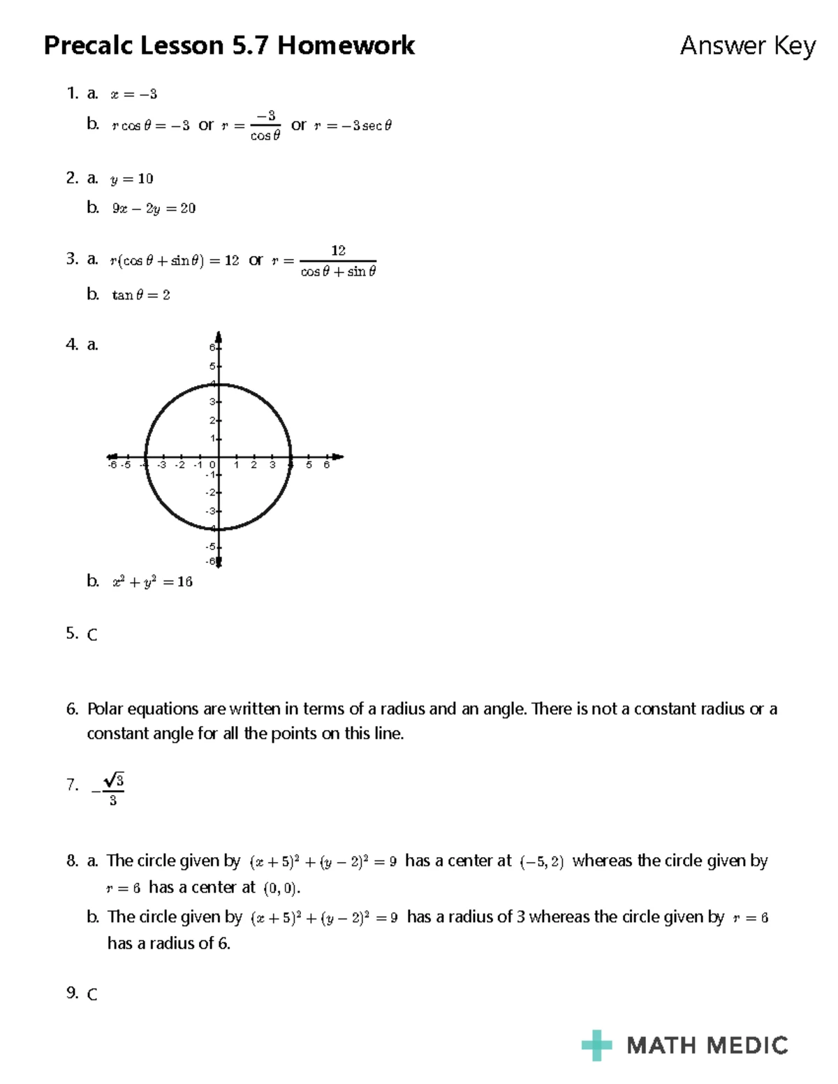 Precalc Lesson 5.6 HW Answer Key: Sample Solutions and Tips - Studocu