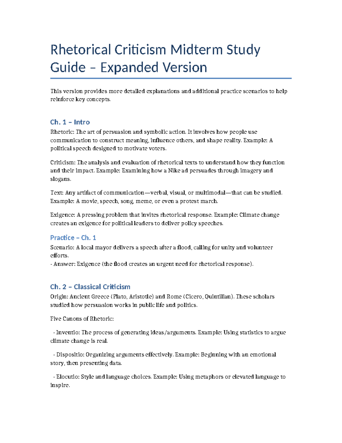 Rhetorical Criticism Midterm Study Guide: Key Concepts & Scenarios ...