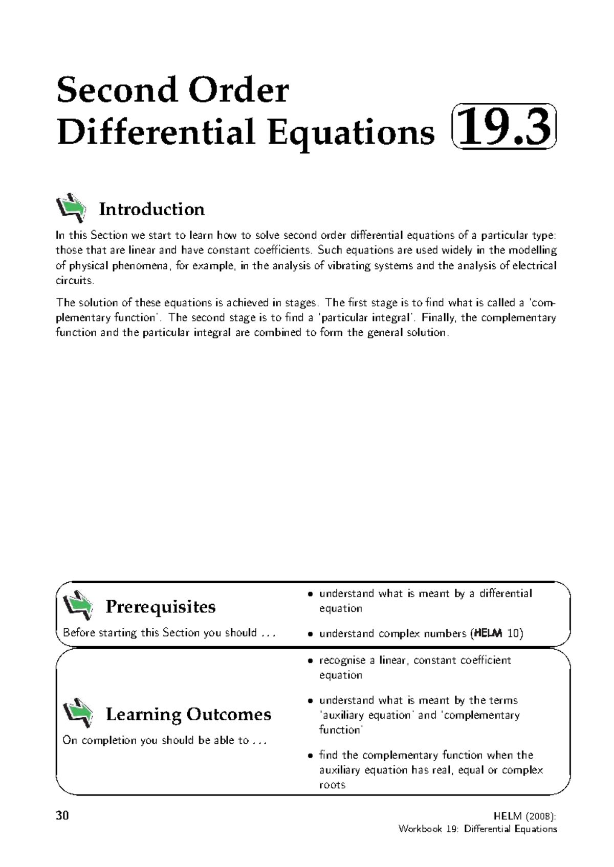 19 3 Second Order ODEs - IBHV342 Second Order Differential Equations ...