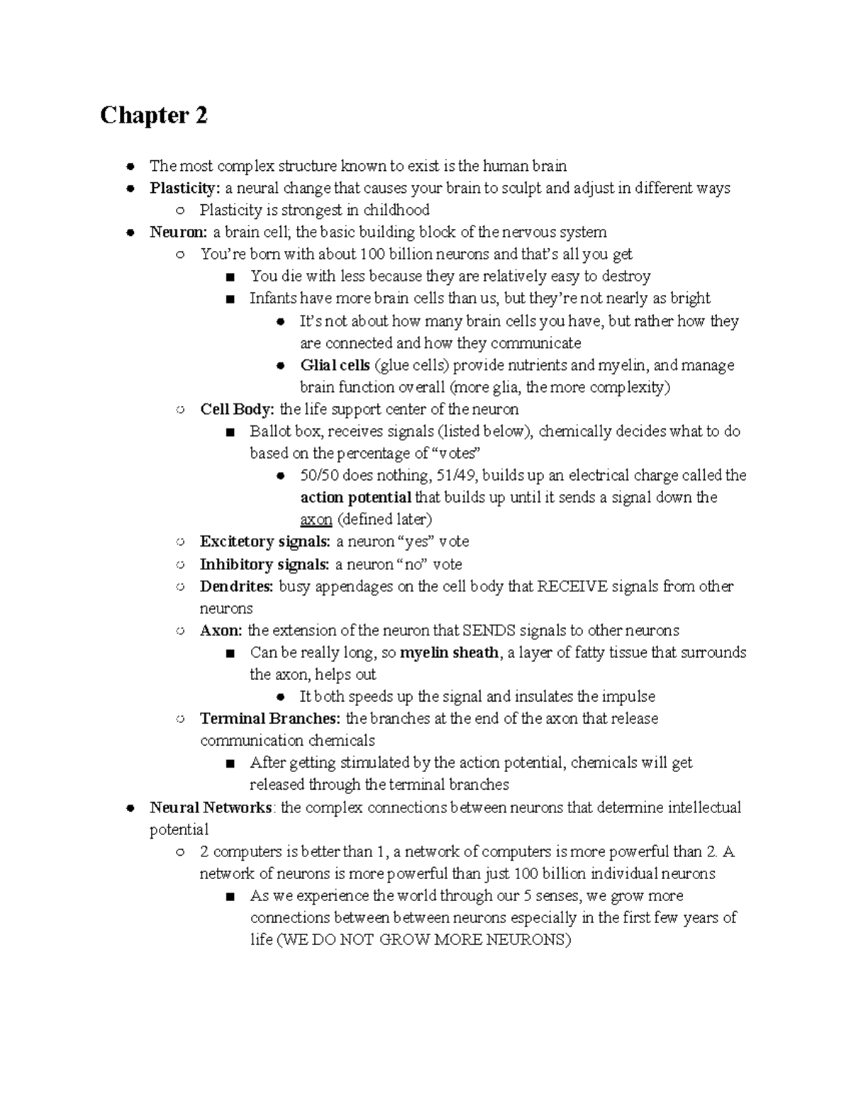 Psychology Notes: Nervous System & Brain Function Overview - Studocu