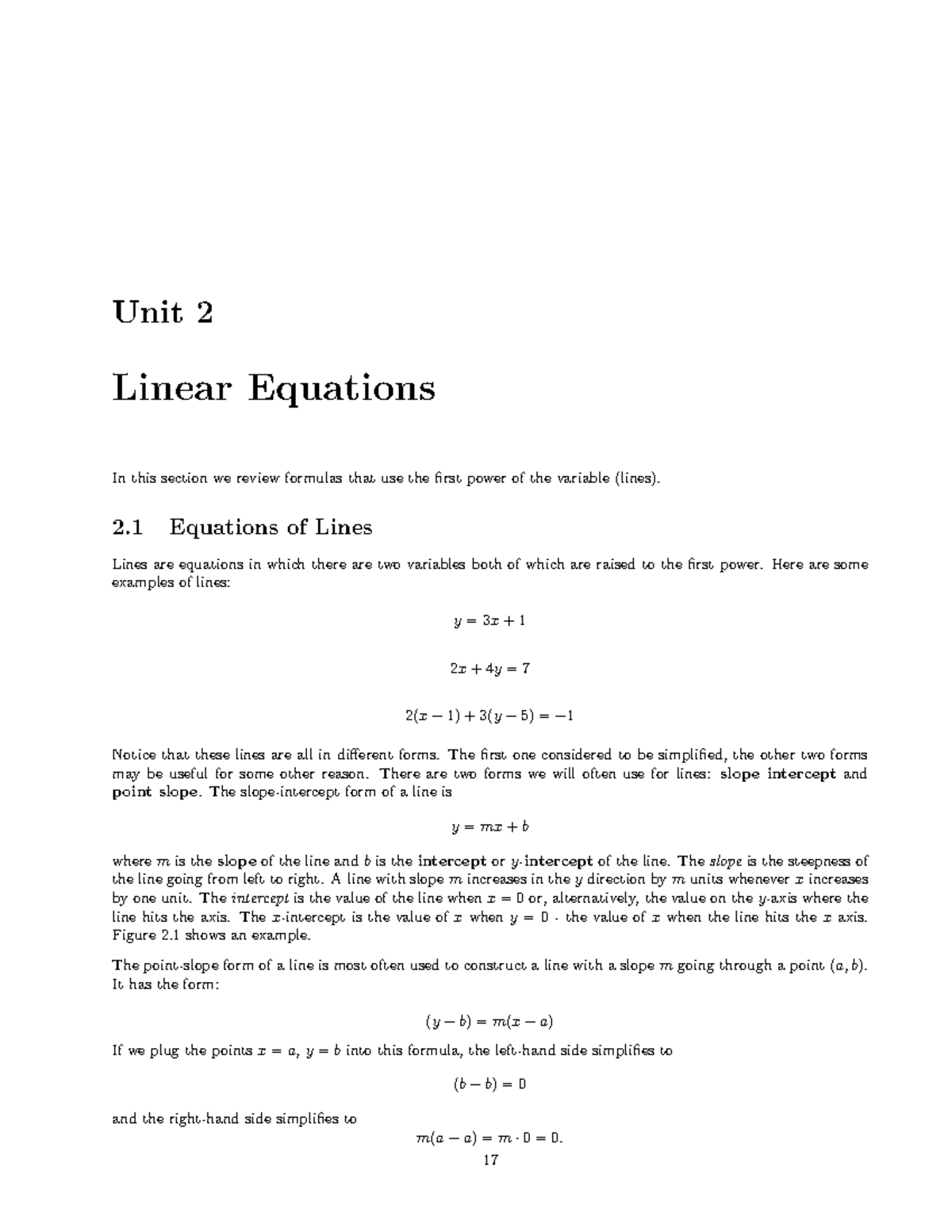 Unit 2: Linear Equations - Notes & Exercises - Studocu