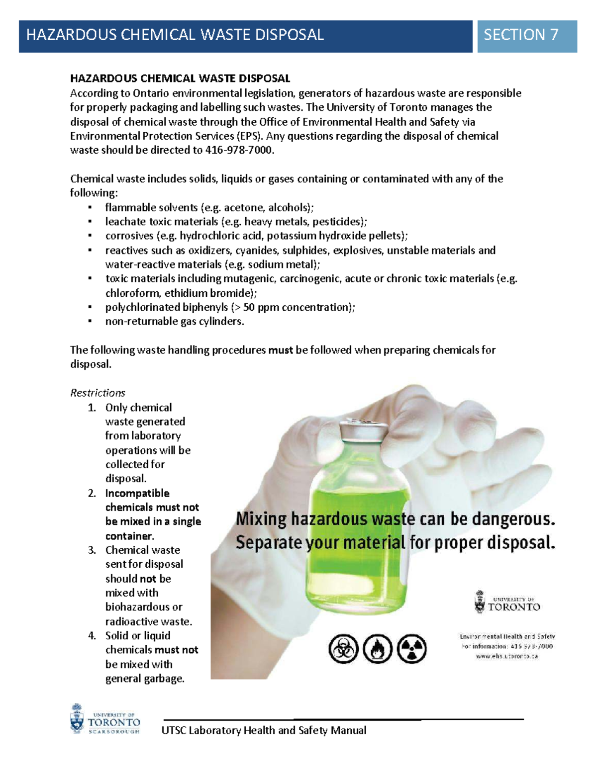 Lab Safety Manual 07: Hazardous Chemical Waste Disposal Guidelines ...