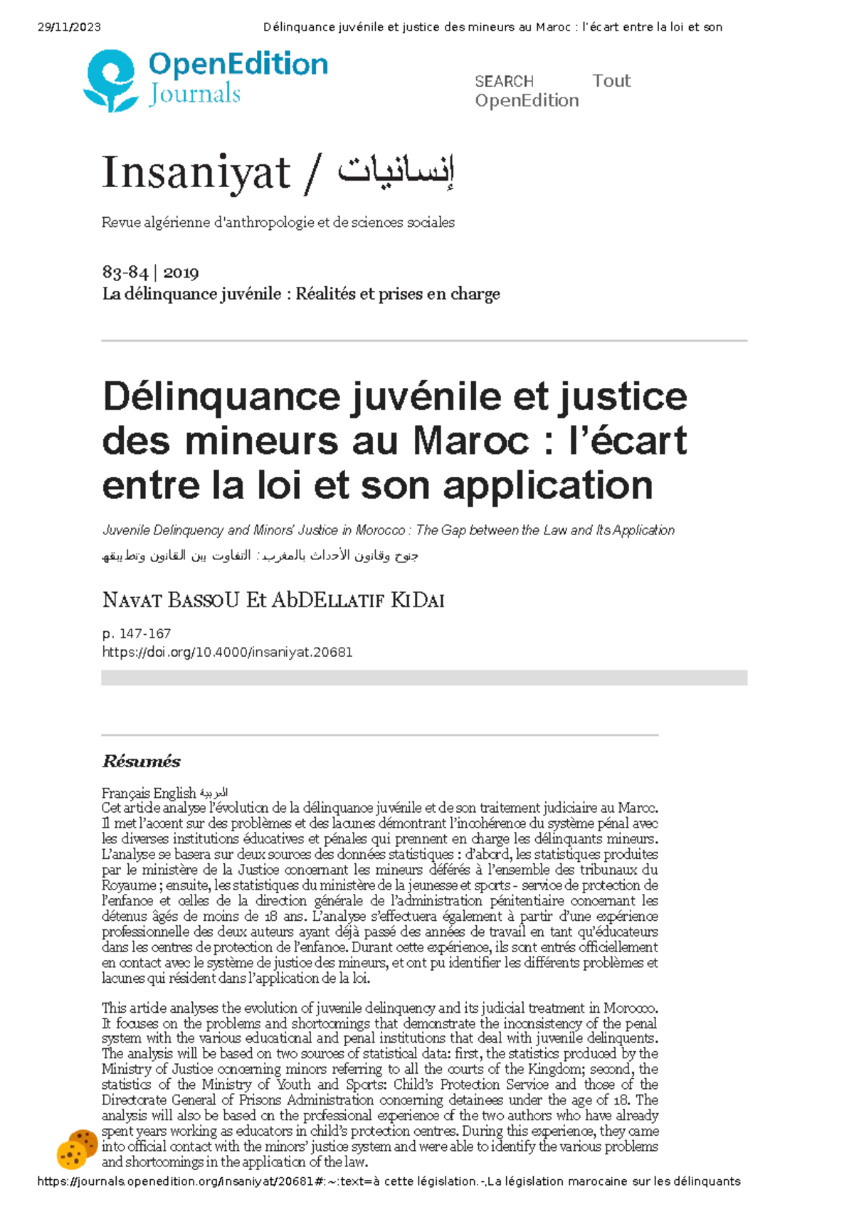 Analyse de la Délinquance Juvenile et de la Justice au Maroc : Écart ...
